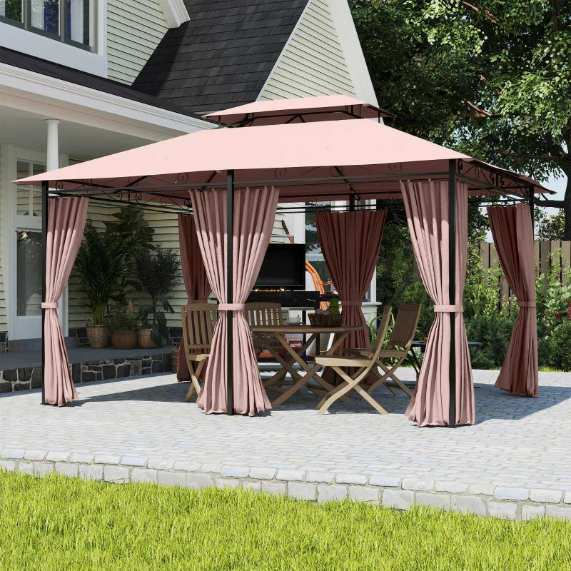 Outsunny Gazebo da Giardino Gazebo da Esterno Doppio Tetto 3x3 m Grigio Scuro
