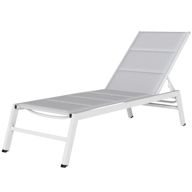 Outsunny Sdraio Imbottita, Schienale 6 Posizioni, Telaio Alluminio, Capacità 120 Kg, Grigio Chiaro