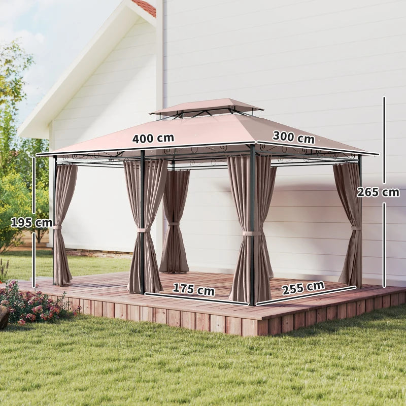 Outsunny Gazebo da Giardino Gazebo da Esterno Doppio Tetto 3x3 m Grigio Scuro