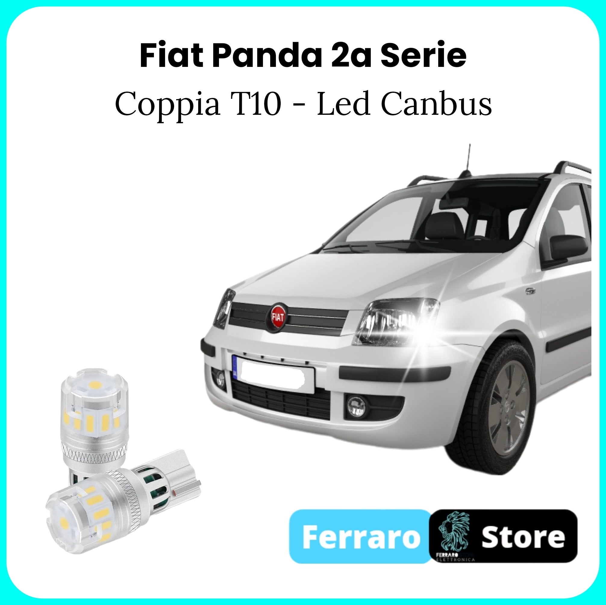 Luci di Posizione per Fiat Panda 2a Serie (2003-2013) Led Canbus T10, 12v, Lampadine Led Bianco