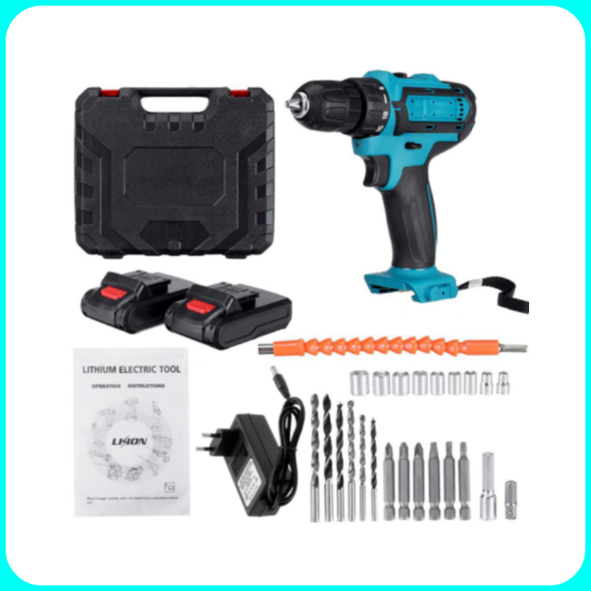 Trapano Avvitatore Percussione, Doppia Batteria 48V, Accessori e Valigetta
