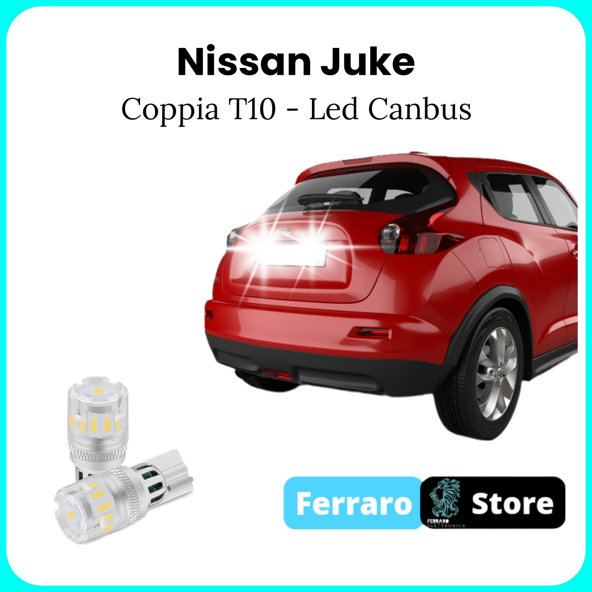 License Plate Lights for Nissan Juke - Led Canbus T10, 12v, White Led Bulbs