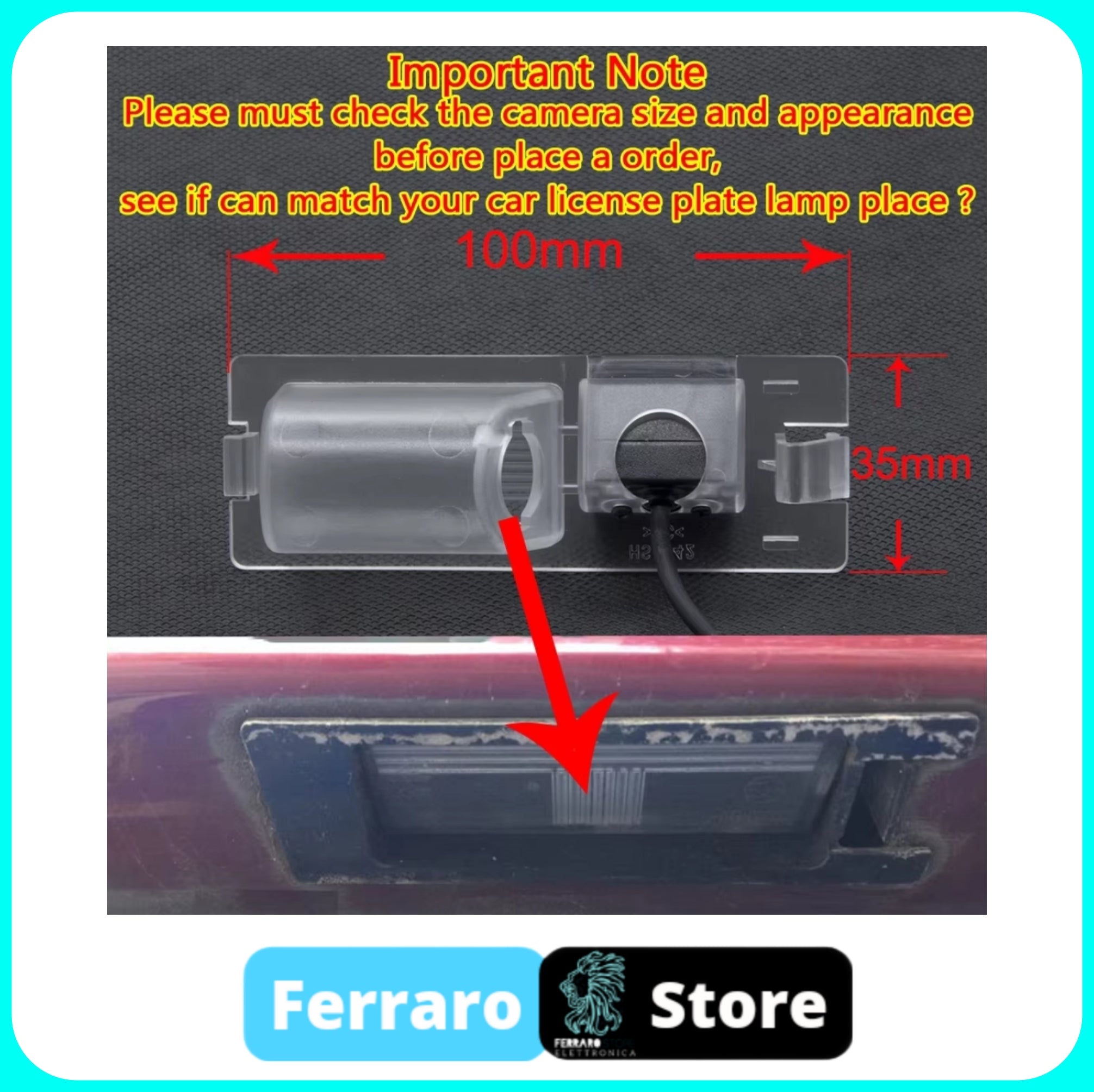 (PRENOTA) Telecamera Posteriore per Fiat (Compatibilità in Descrizione) AHD 1920x1080 | 170° Gradi
