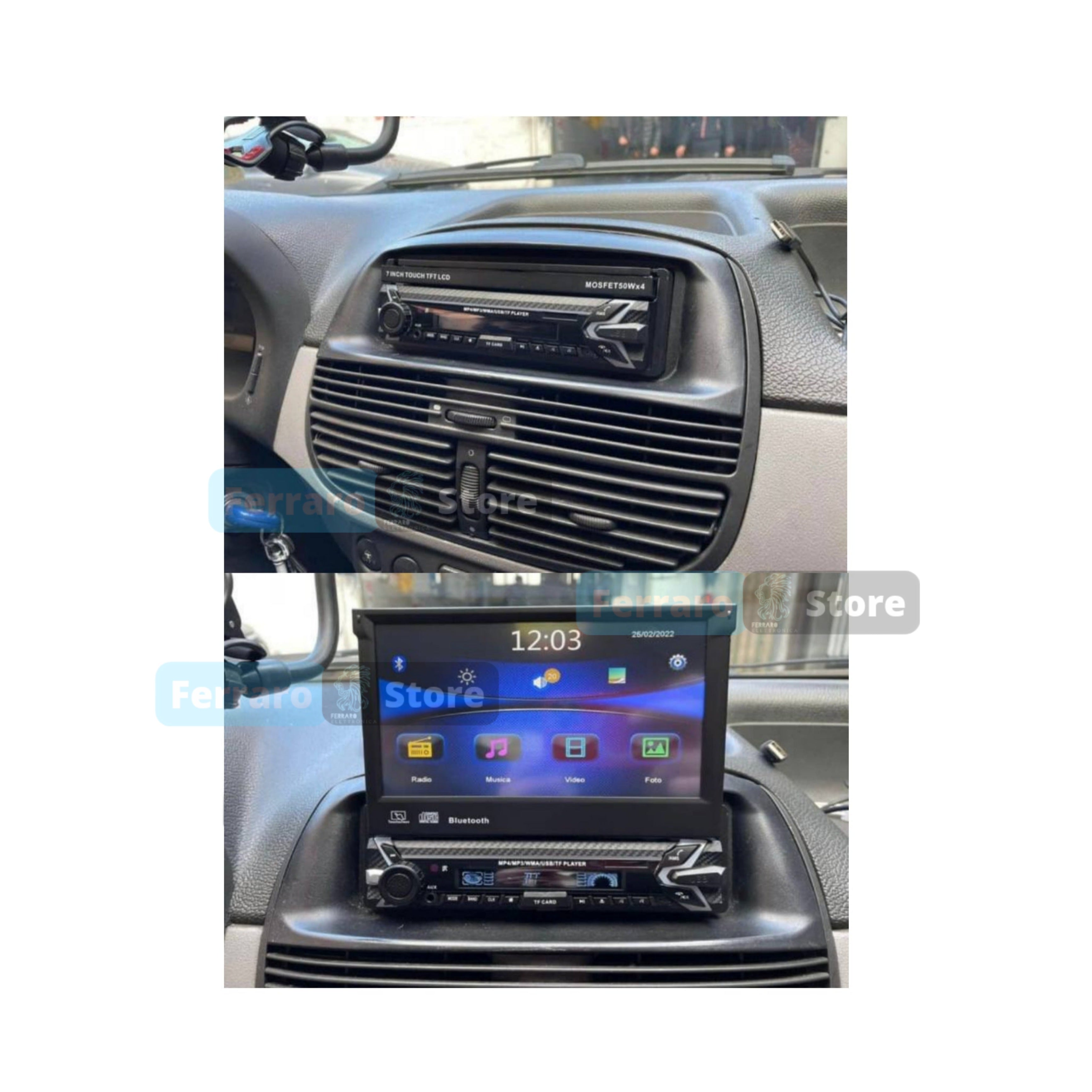 Autoradio per Fiat Punto 188 7" | 1999-2010 | Bluetooth | Radio | Motorizzato | USB | Mirror Link