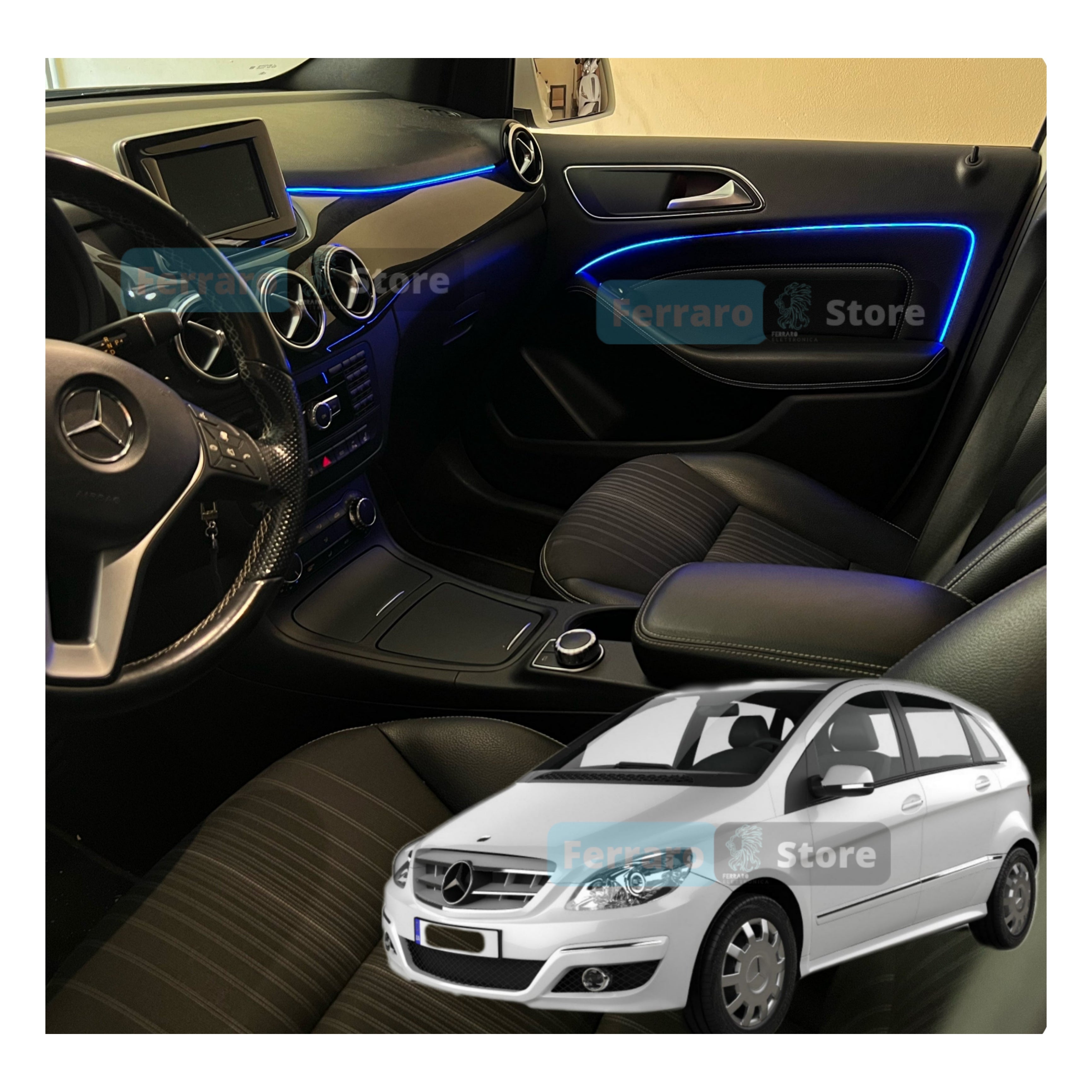 Ambient Light per Mercedes Classe B w246, Universale, Luci Ambiente con Comando da App, RGB Led, Led Dinamico