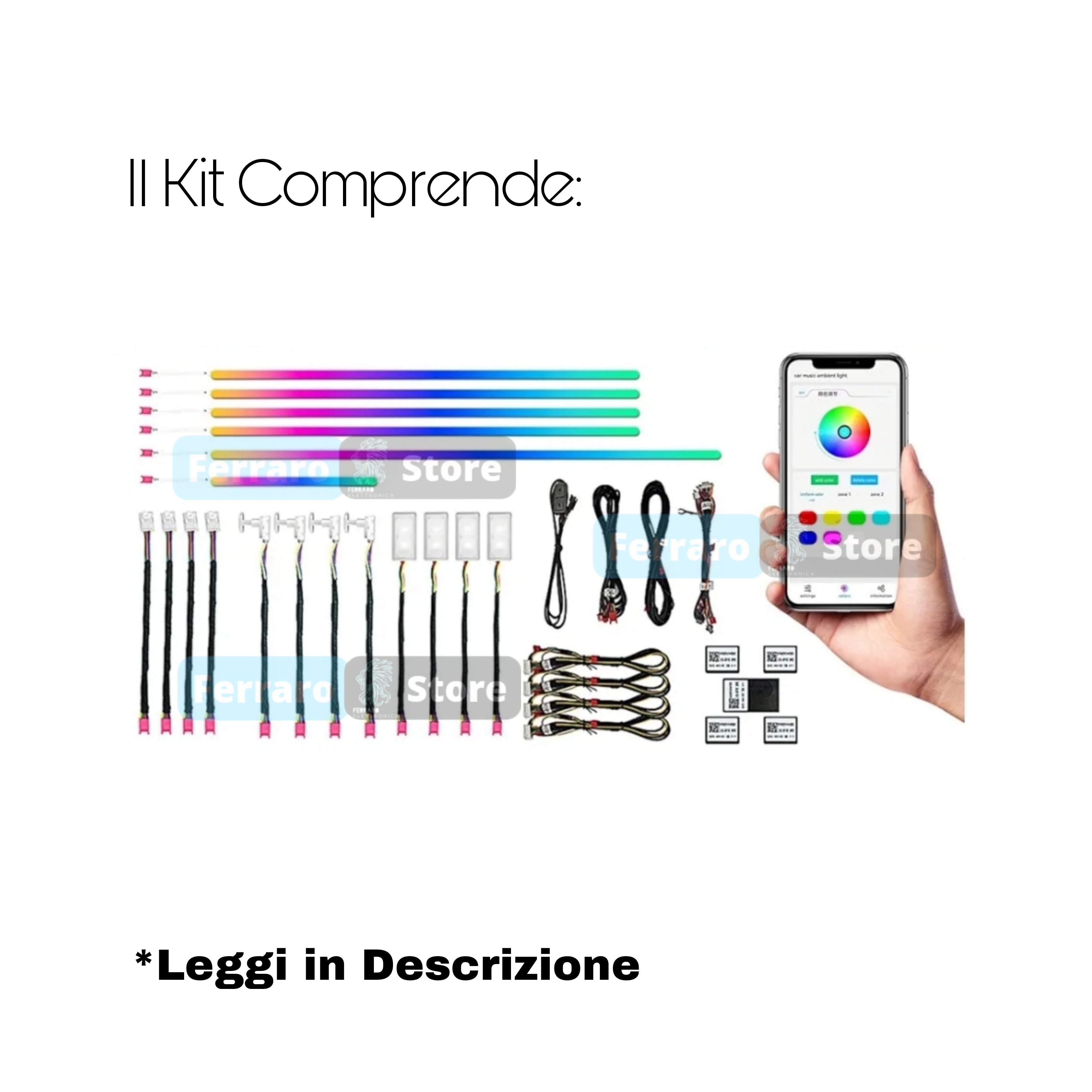 Ambient Light Pro, Universale, Luci Ambiente con Comando da App, RGB Led Interior, Led Dinamico