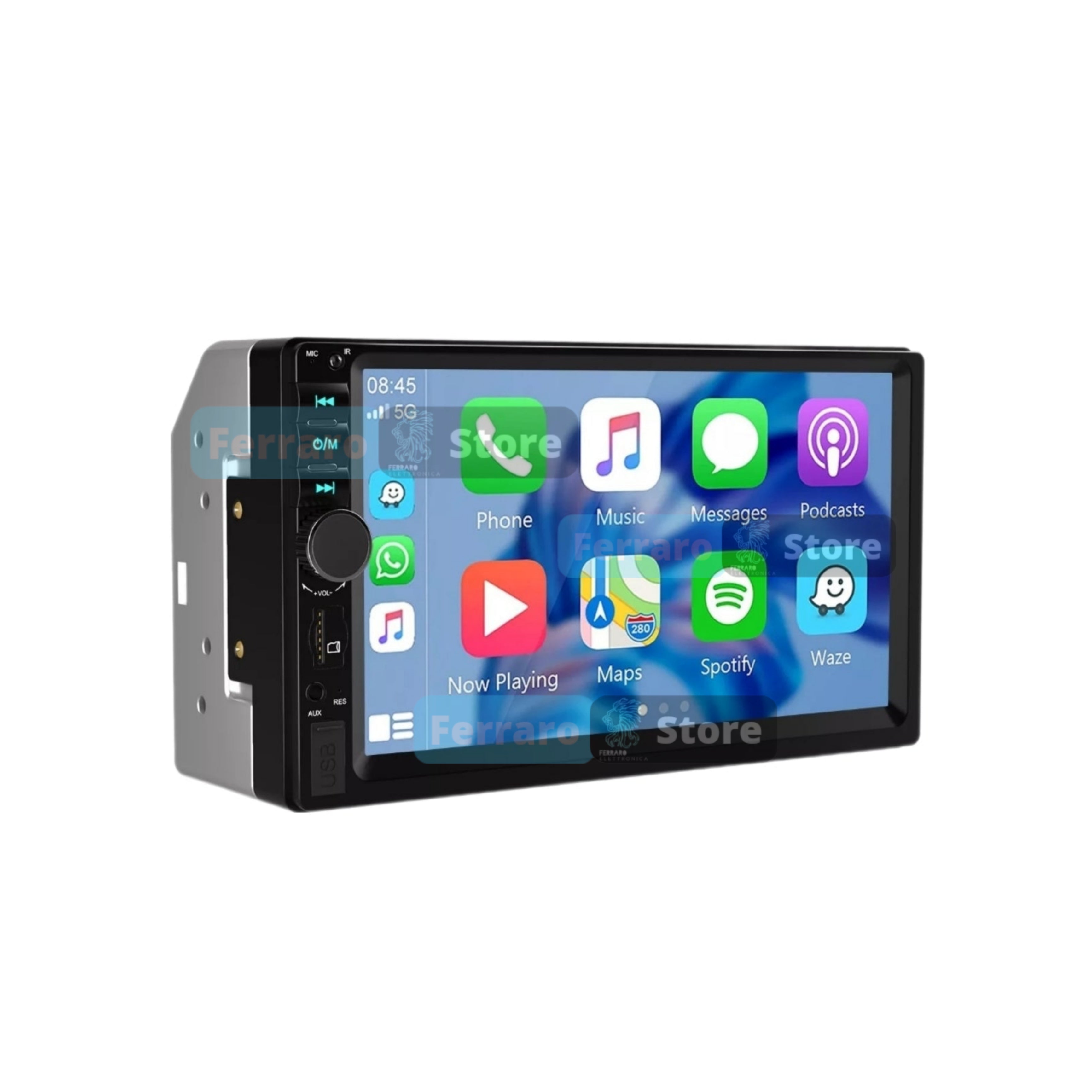 Autoradio Universale Fisso, 2Din 7"Pollici, USB, AUX, Bluetooth, Navigatore, CarPlay e Android Auto