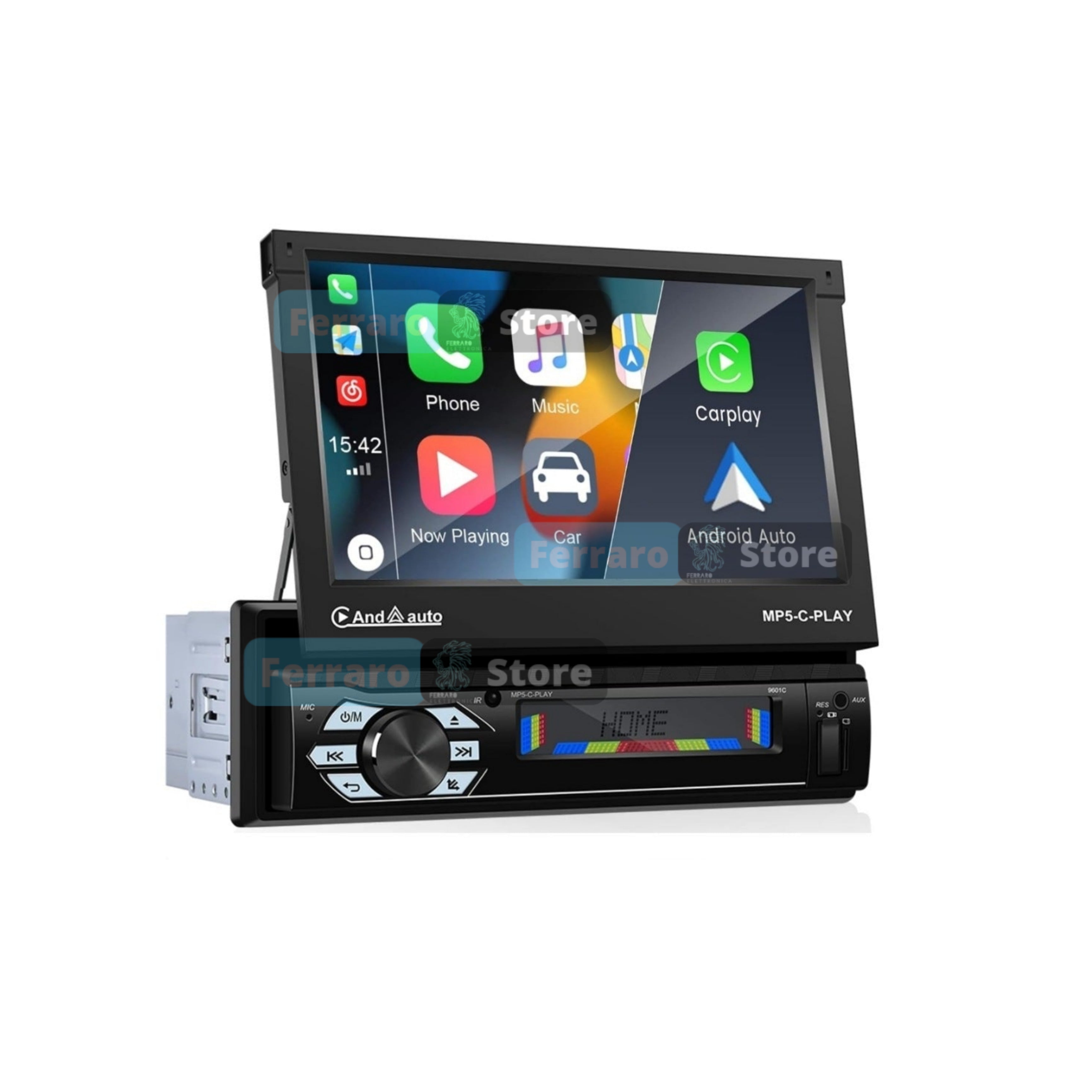 Autoradio Universale Motorizzato (Android) 1Din 7"Pollici, Bluetooth, CarPlay, Android Auto, 2/32GB Ram
