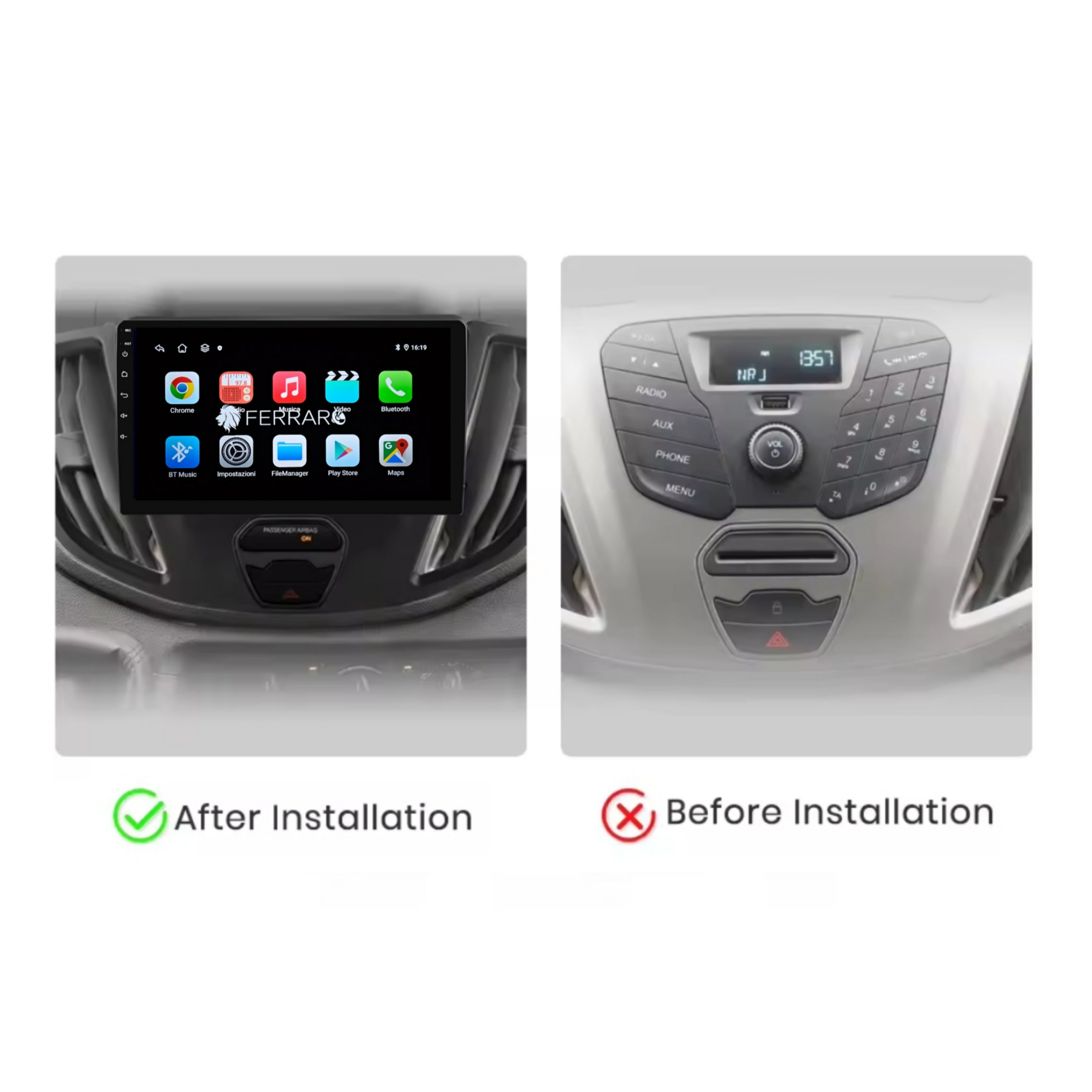 Autoradio per Ford Transit Van 9" (2014-2018) Android, Bluetooth, CarPlay, Android Auto, 2GB/4GB/6GB/8GB Ram