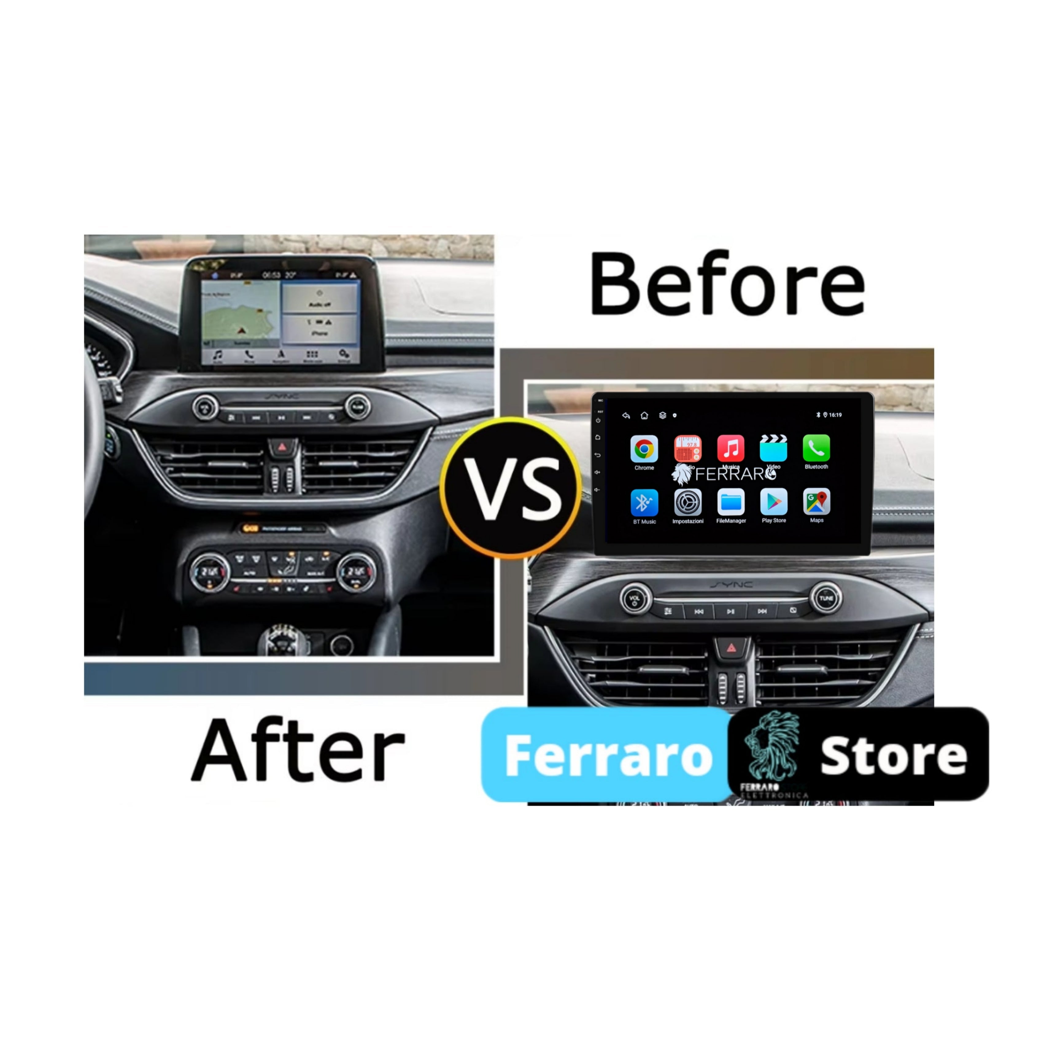 Autoradio per Ford Focus 4 10.1" (2018-2022) Android, Bluetooth, CarPlay, Android Auto, 2GB/4GB/8GB Ram