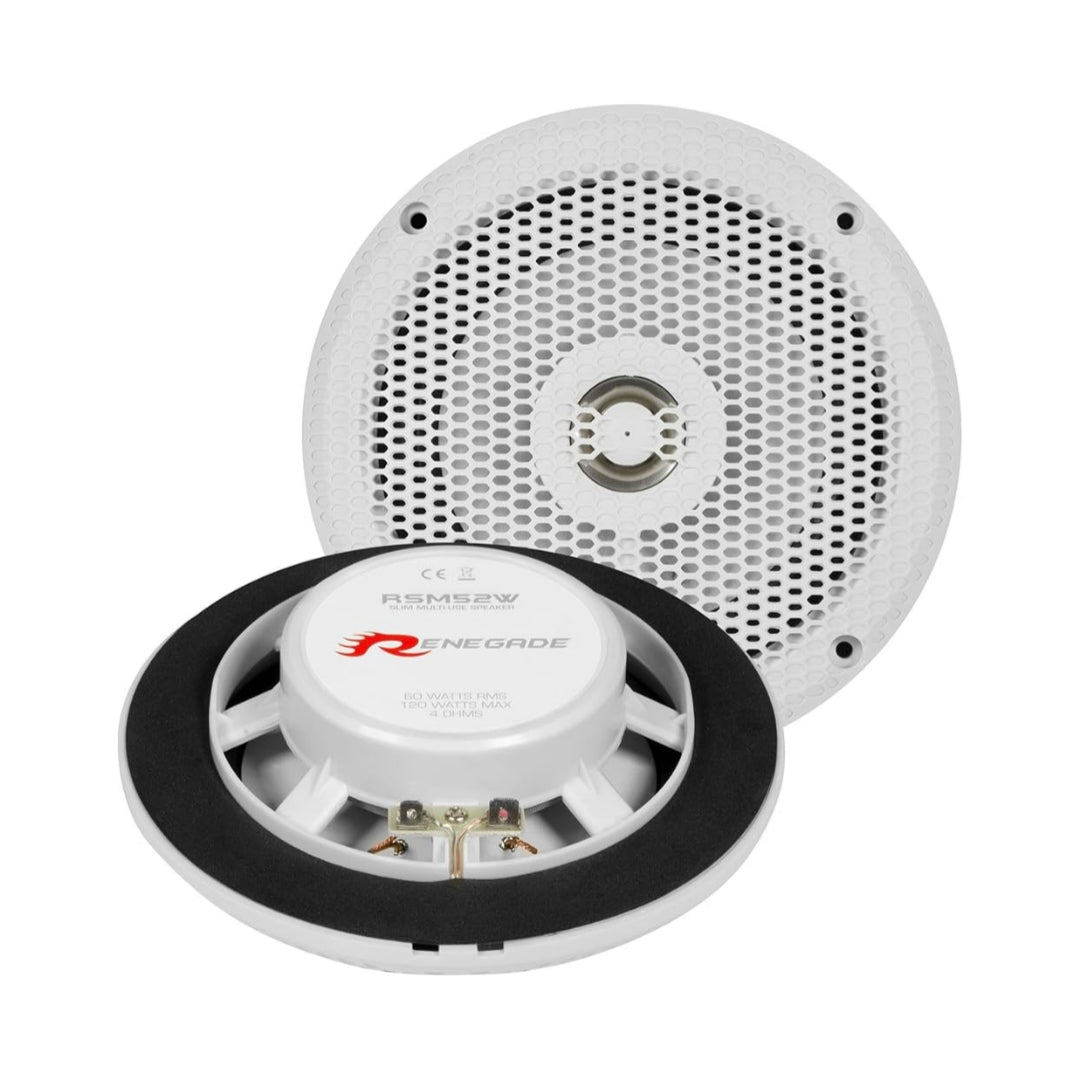 Renegade Coppia di Altoparlanti Slim | Marini/Nautici | 13cm 2 Vie 120w | RSM52W | Bianco