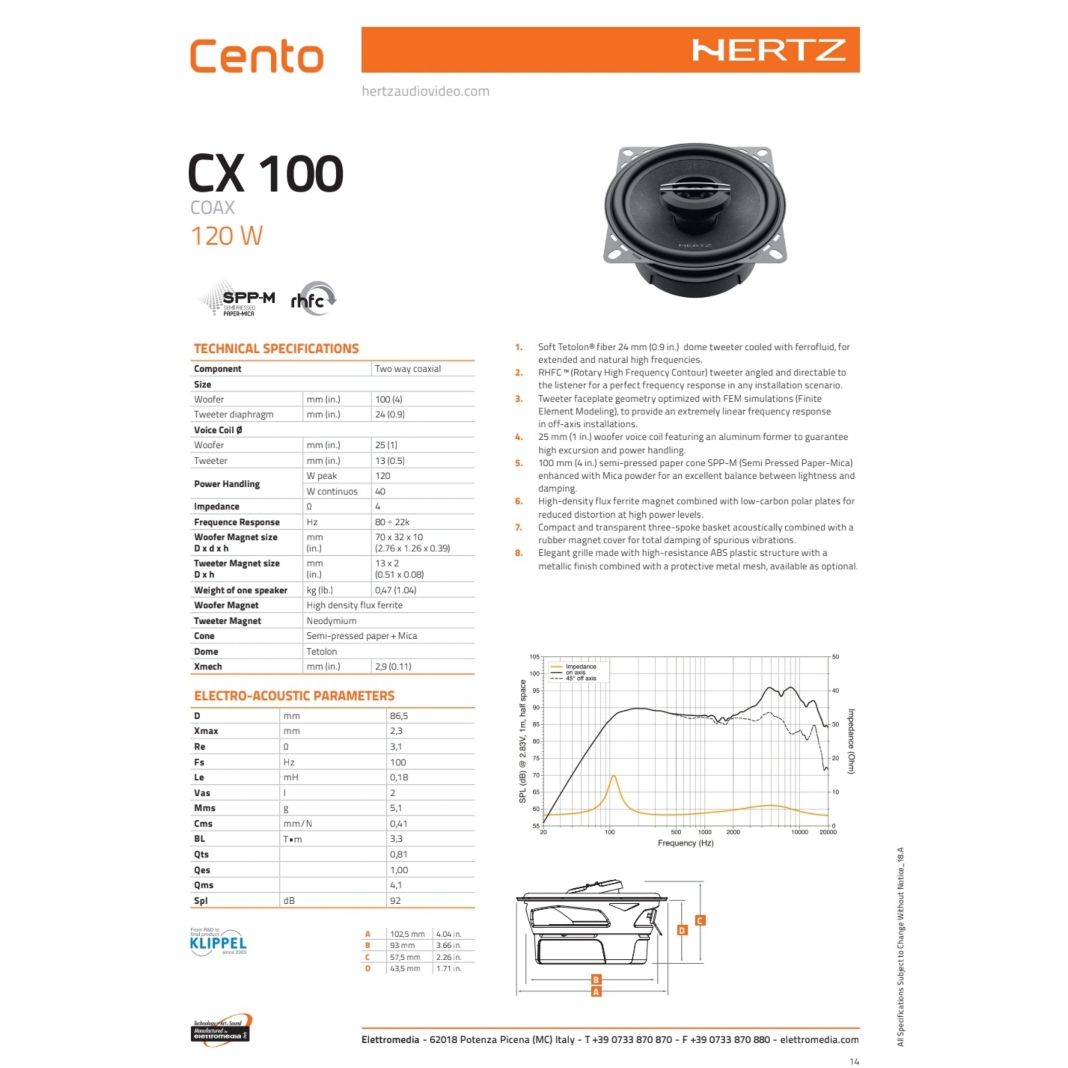 Hertz Kit 6 Casse, CK 165L, CX 100, Ant/Post per Fiat Tipo 2