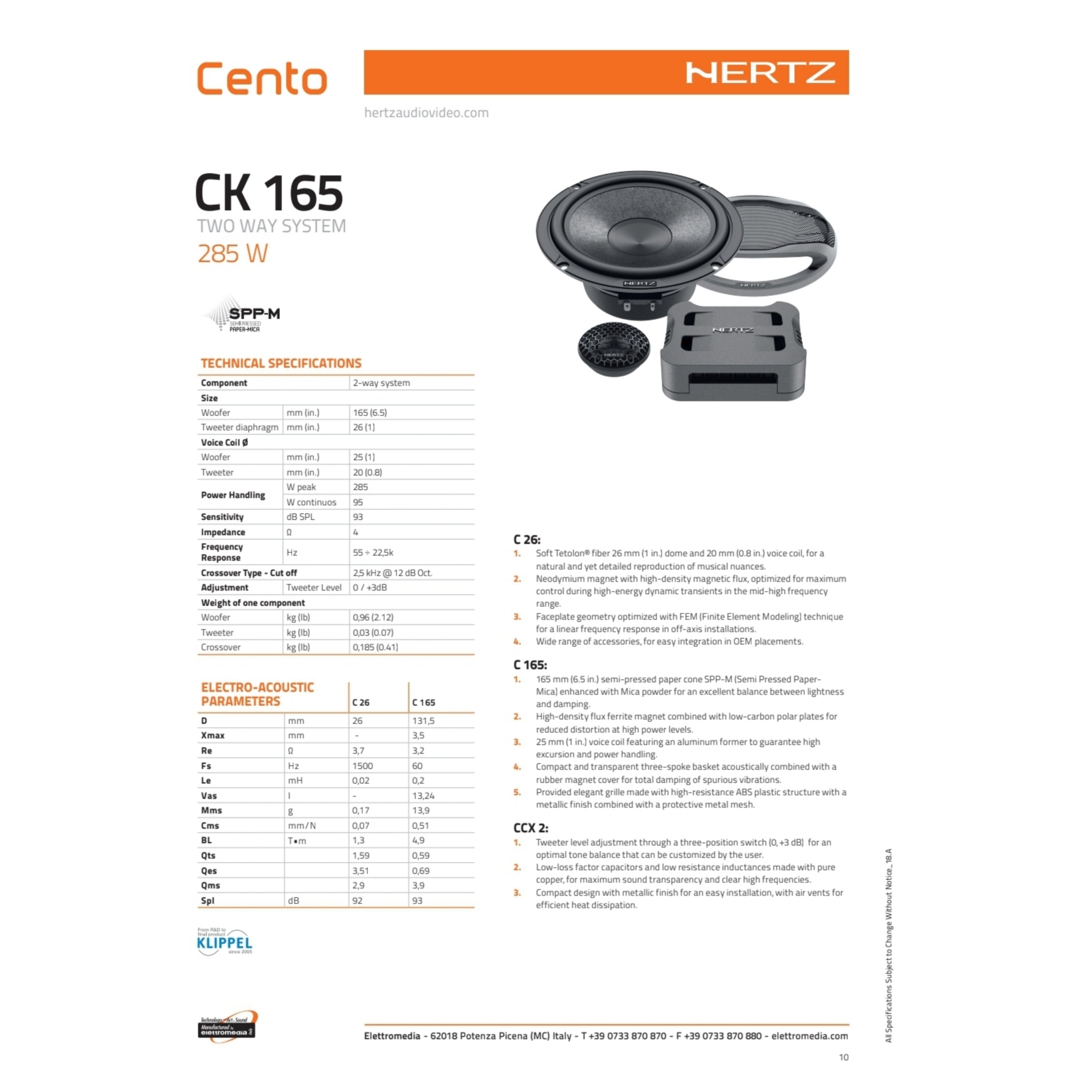 Hertz Kit 8 Casse | CK165 | Ant/Post | Audi A3 8P 5 Porte