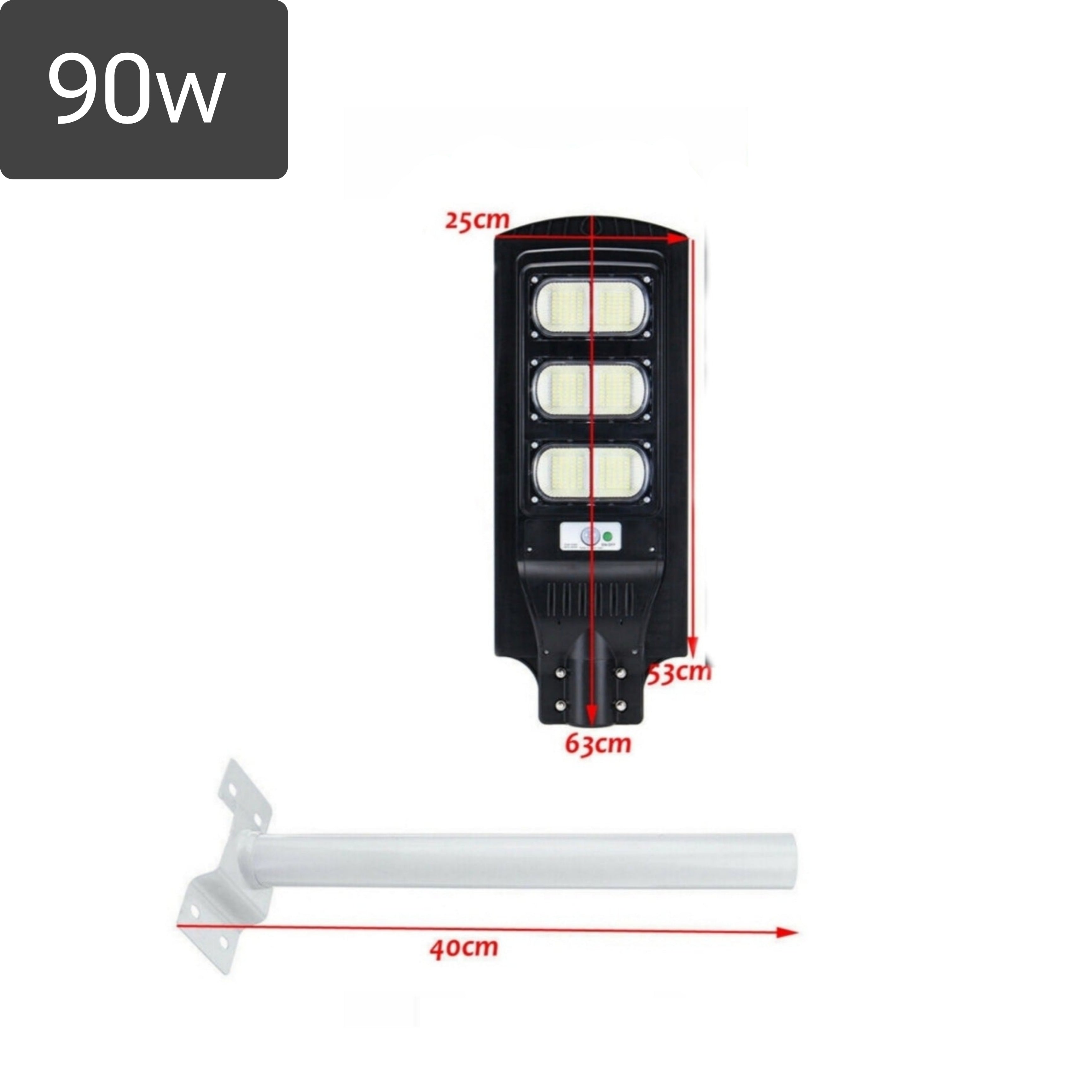 Lampione Solare 90w, IP66, Pannello Solare, Telecomando, Luce Fredda, Crepuscolare.