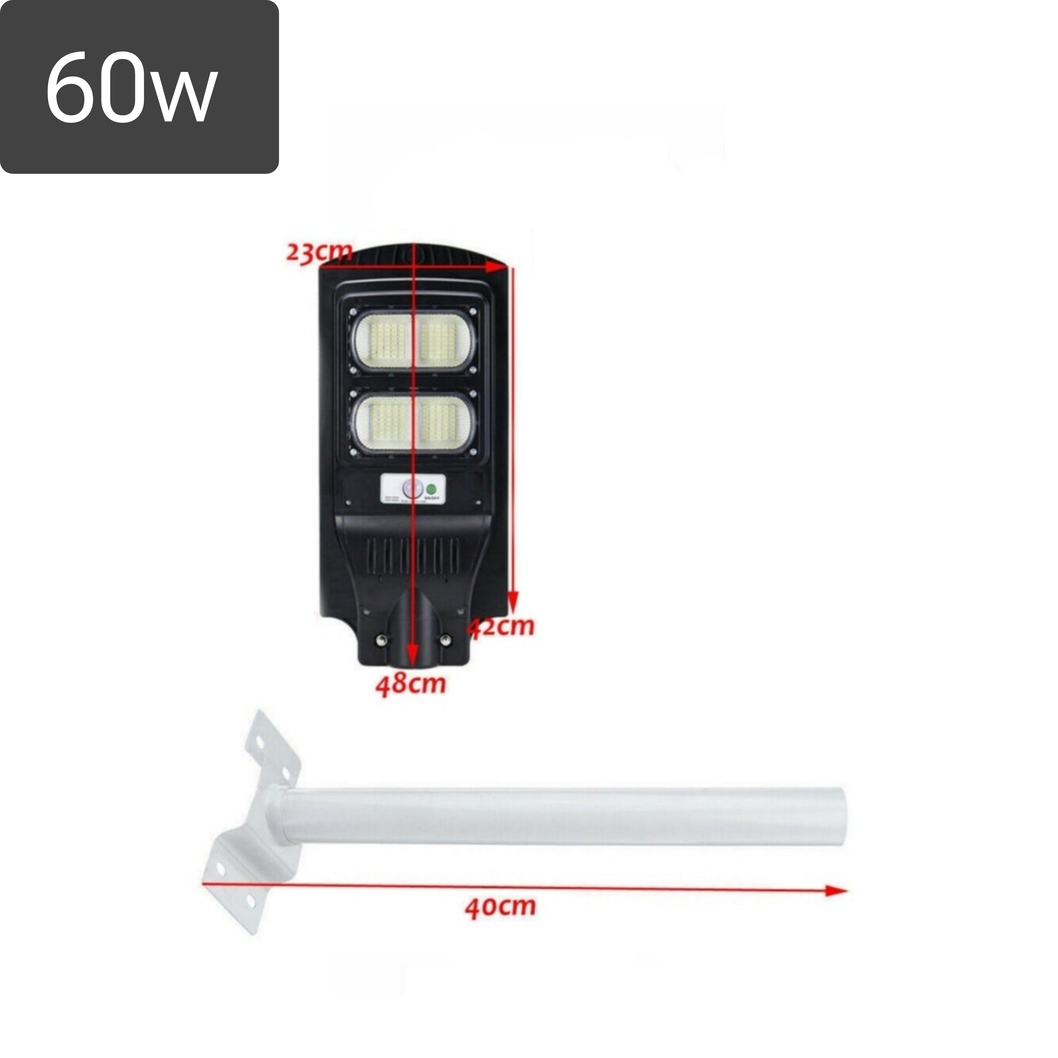 Lampione Solare 60w, IP66, Pannello Solare,Telecomando, Luce Fredda, Crepuscolare.
