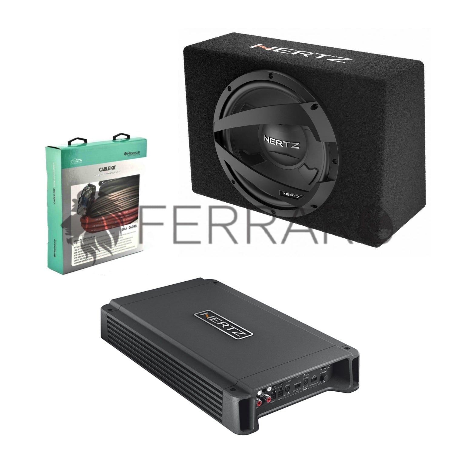 Hertz Sound Amplificatore HCP4 2/3/4 Canali 760w, Subwoofer DBX 30.3 1000w, Set Cavi