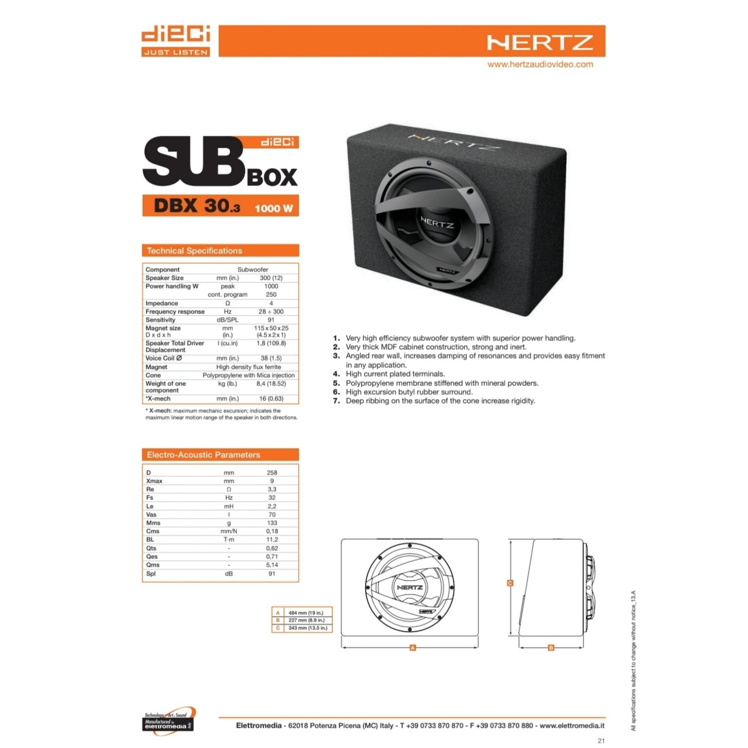 Hertz Sound Casse Ant CK165, Amplificatore HCP4D 760w, Sub DBX 30.3 1000w