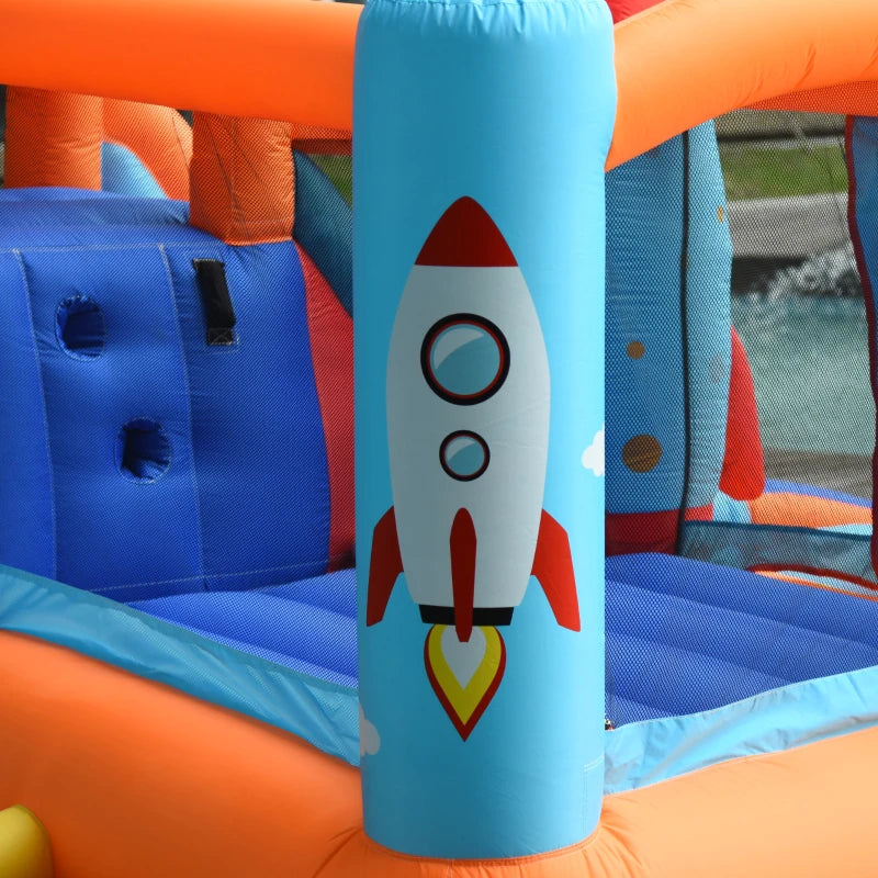 Outsunny Castello Gonfiabile per Bambini Piscina con Scivolo e Trampolino, Pompa Elettrica, 350x250x185cm, Multicolore