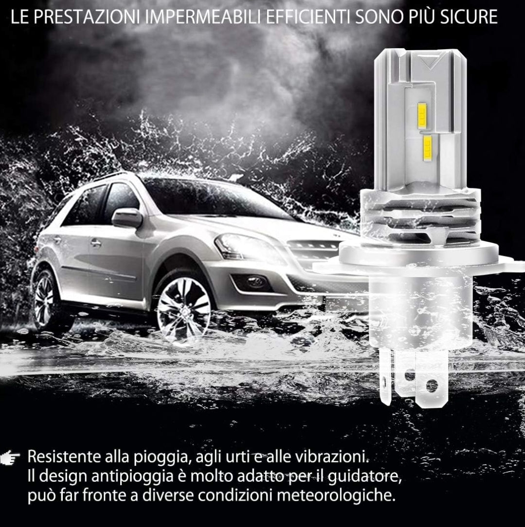 Lampadine Led H4 per Fiat Grande Punto - 15000 Lumen, Anabbaglianti, Abbaglianti, Lampadine Led Bianco.