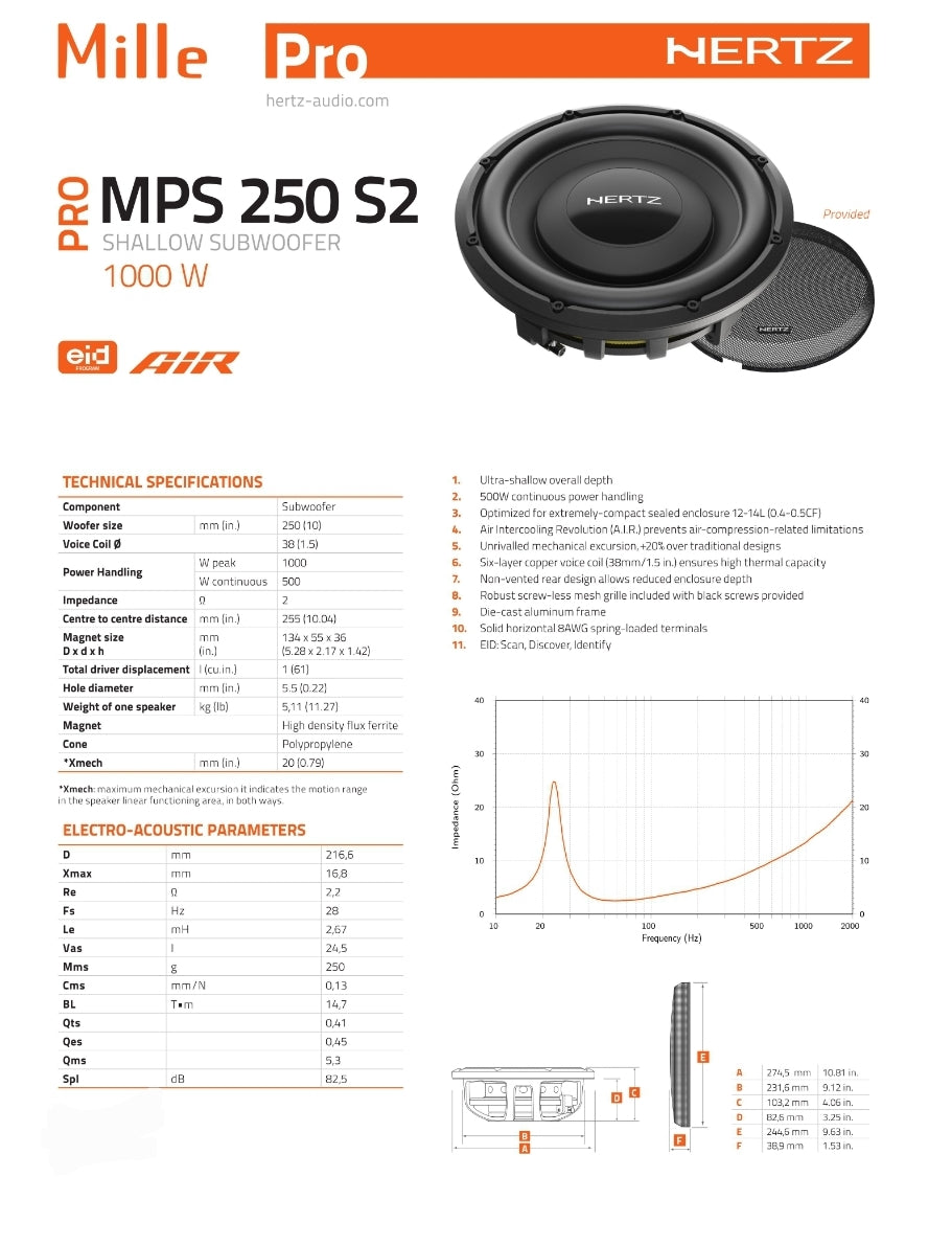 Hertz Subwoofer, MPS 250 S2