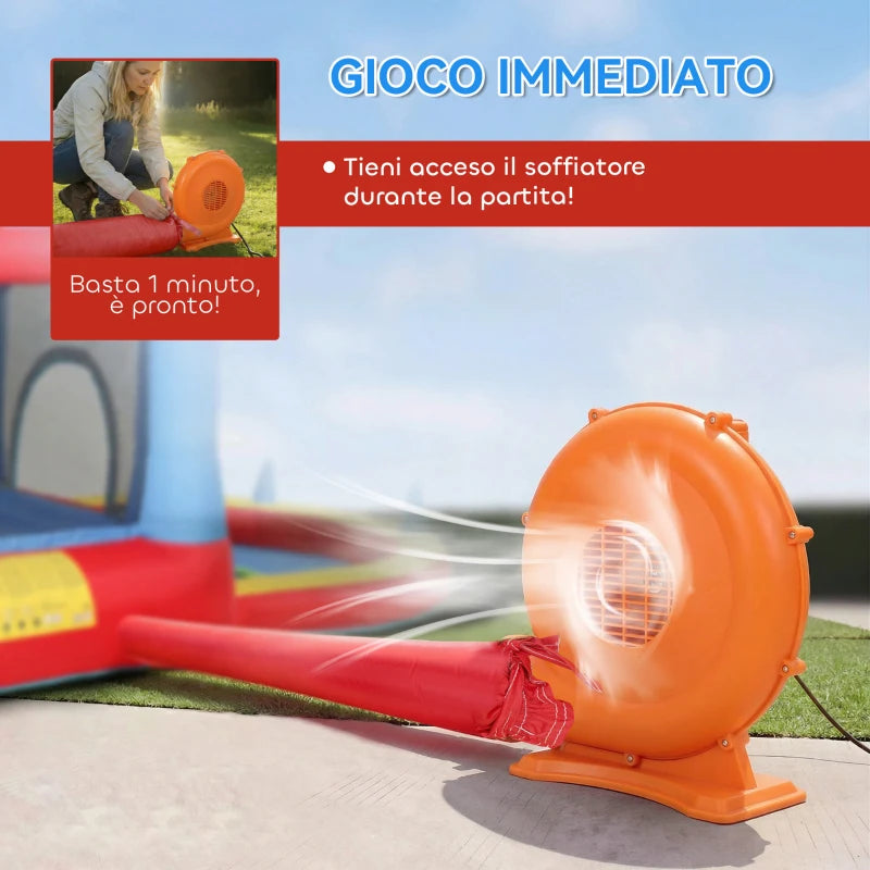 AIYAPLAY Castello Gonfiabile per Bambini con Scivolo, Piscina/Palline, Canestro da Basket e Soffiatore