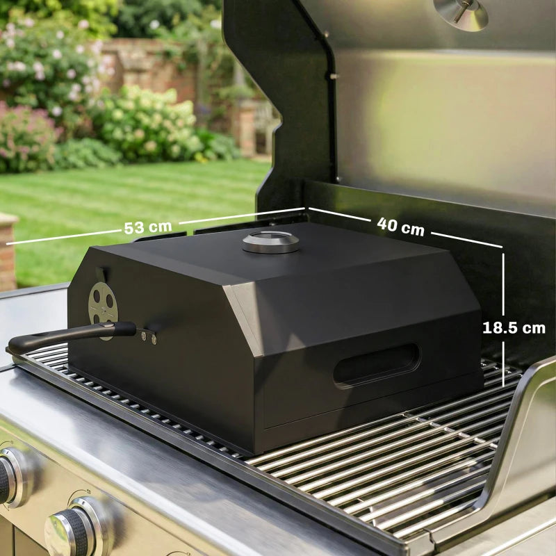 Outsunny Forno per Pizza a Legna Portatile con Pietra in Cordierite e Termometro, in Metallo, 53x40x18.5 cm, Nero