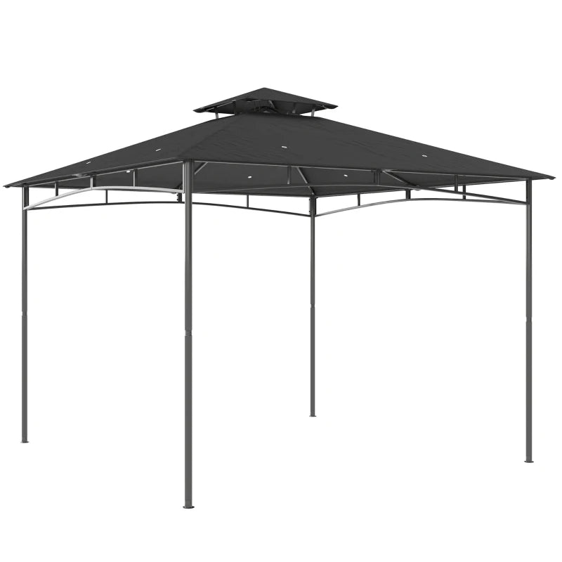 Outsunny Gazebo da Giardino Gazebo da Esterno Doppio Tetto 3x3 m Grigio Scuro