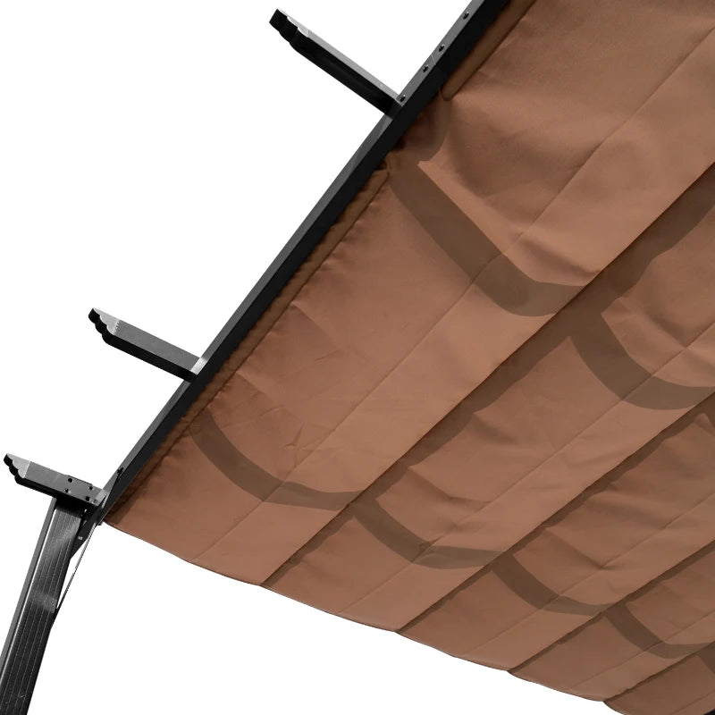 Outsunny Gazebo Pergola da Giardino 3x4m con Telo in Poliestere e Struttura in Alluminio, Grigio e Marrone