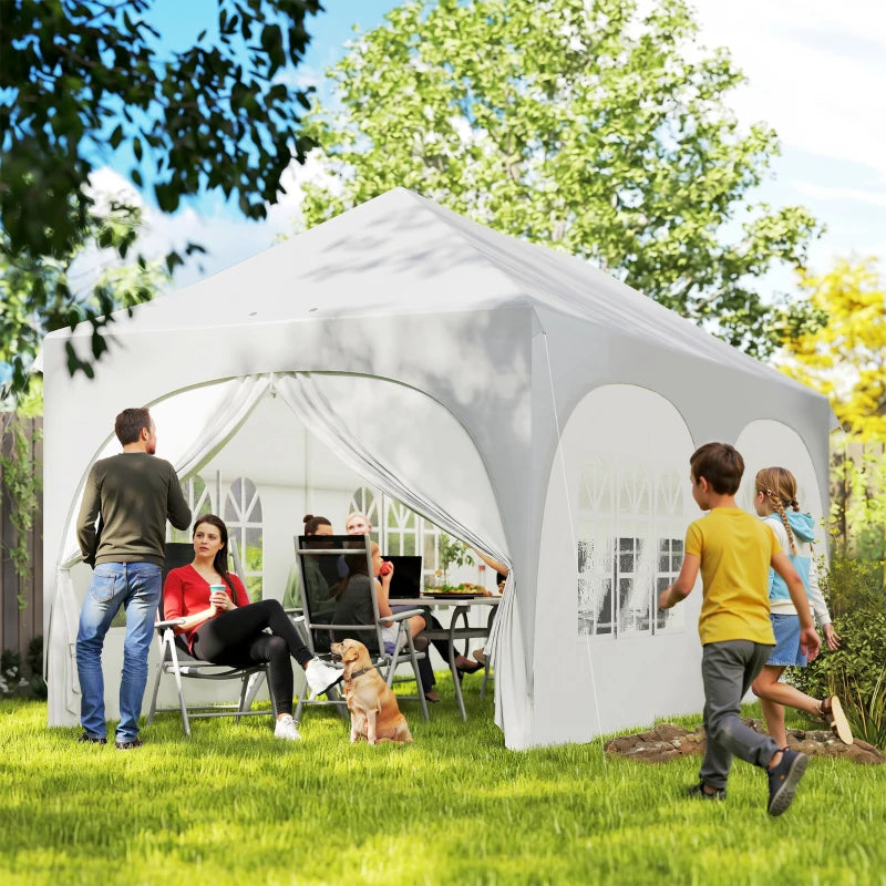 Outsunny Gazebo da Giardino Pieghevole 3x6 m con Pareti Rimovibili e Borsa di Trasporto, Bianco
