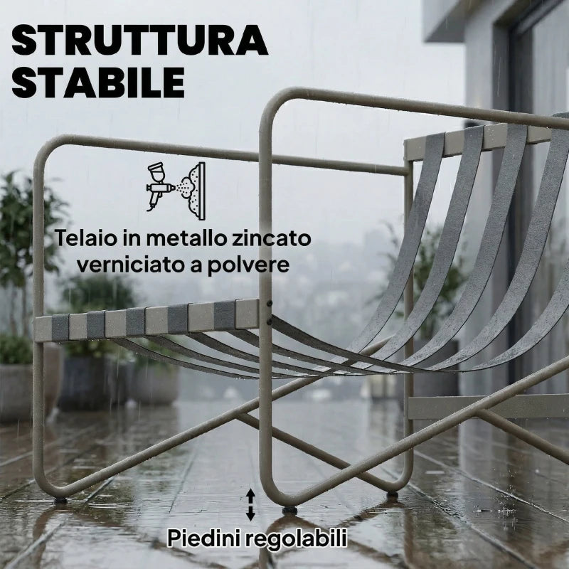 Outsunny Set da Giardino 4 Persone: Divanetto, Poltrone, Tavolo, Metallo, Rosa
