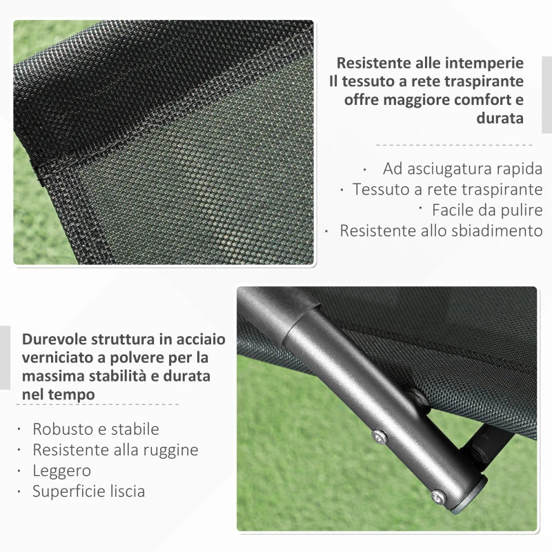 Outsunny Sedia Sdraio a Dondolo Zero-Gravity da Esterno Impermeabile con Poggiatesta, 155x61x88 cm, Nero