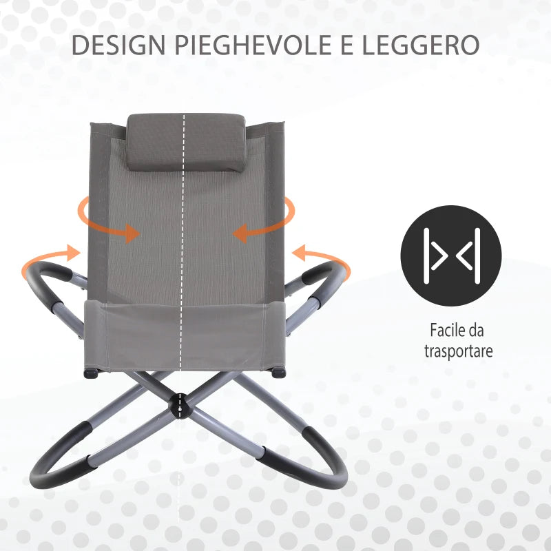 Outsunny Sedia A Dondolo Design Moderno Per Interni Ed Esterni Textilene 154x80x84cm Grigio