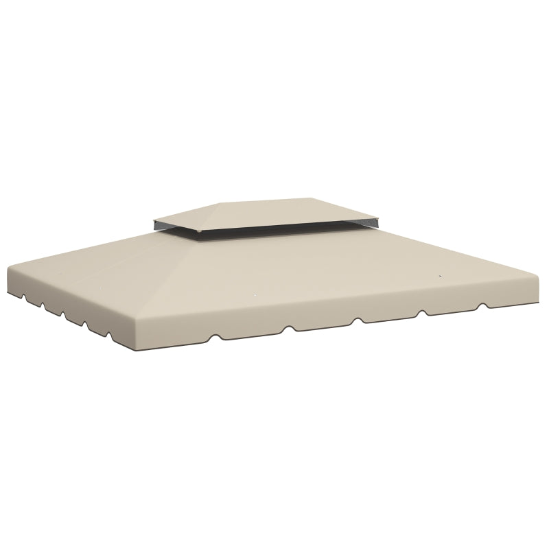 Outsunny Tettuccio di Ricambio per Gazebo da Giardino 3x4m con Tetto a 2 Livelli in Poliestere Beige