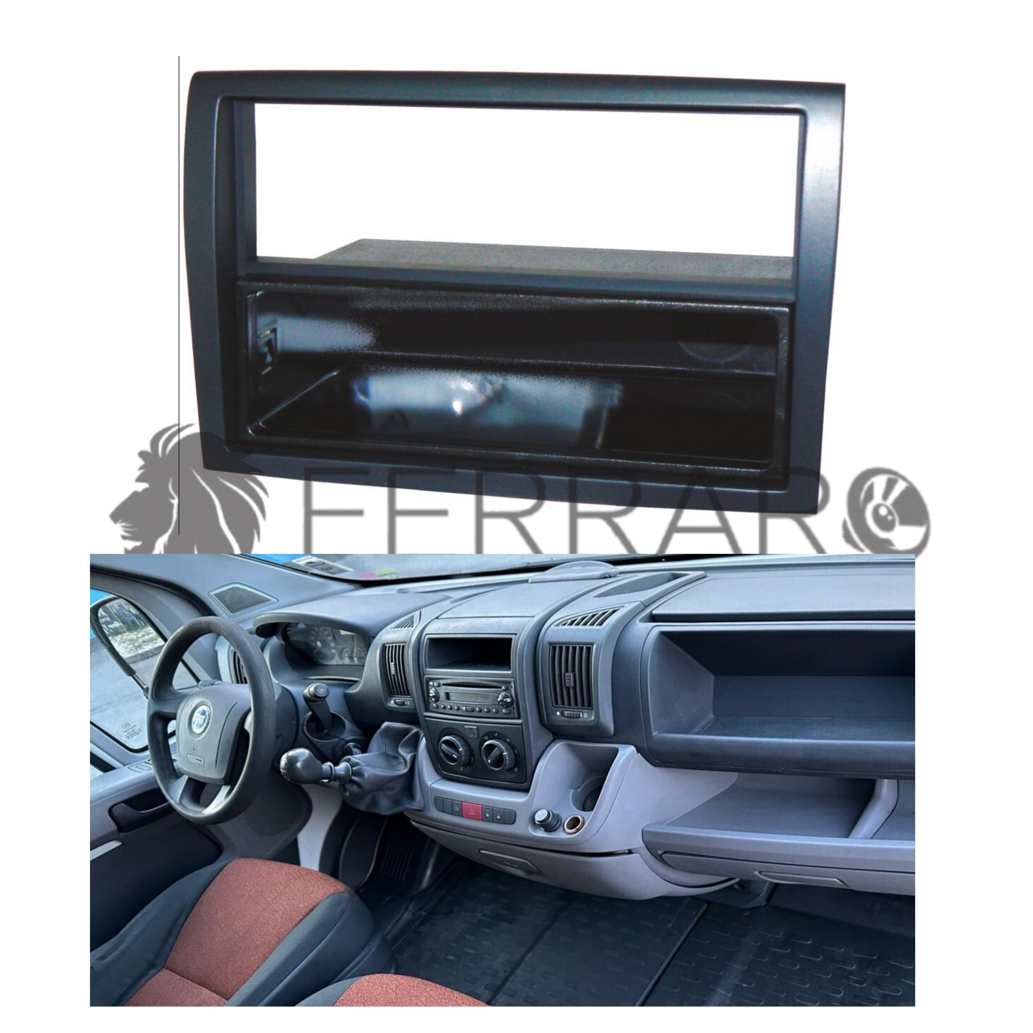 Car Radio Panel, 1 Iso with Drawer, Fiat Ducato, from 2006, Anthracite