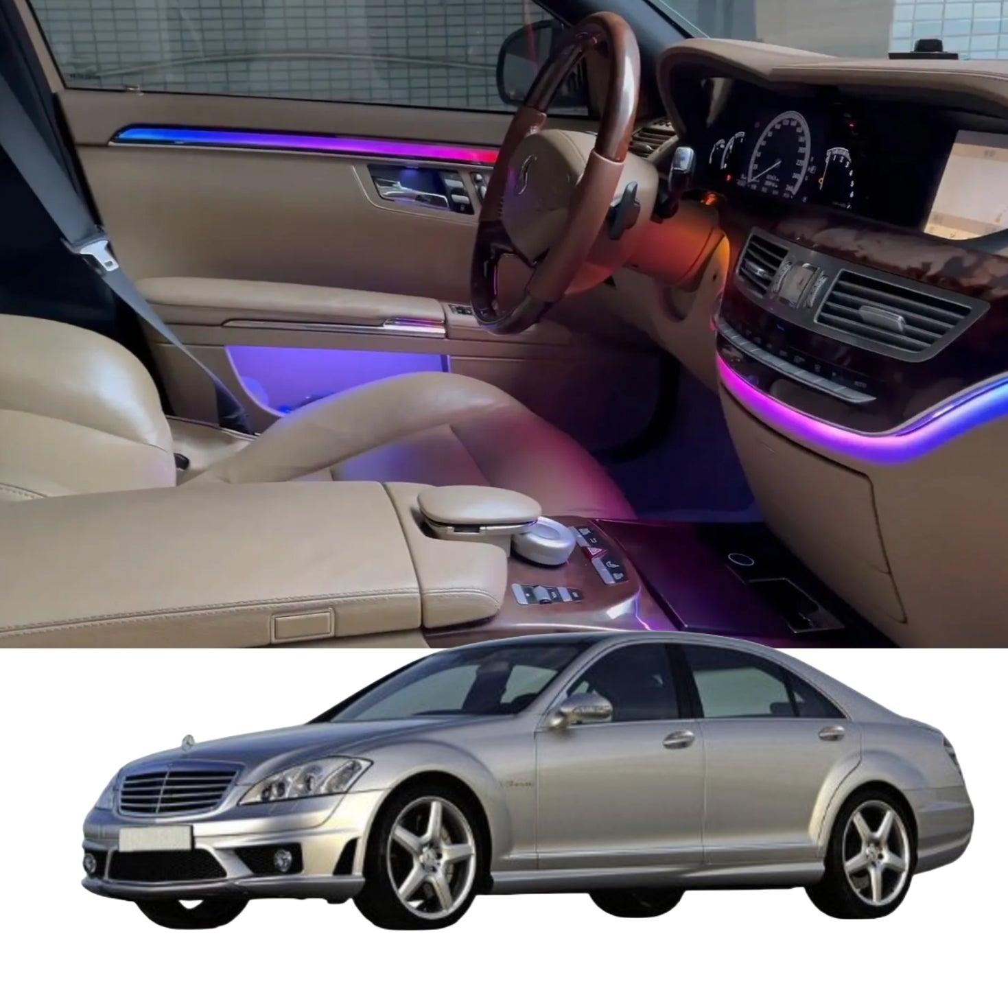 (PRENOTA) Ambient Light per Mercedes Classe S W221 (2005-2013), 256 Colori , APP