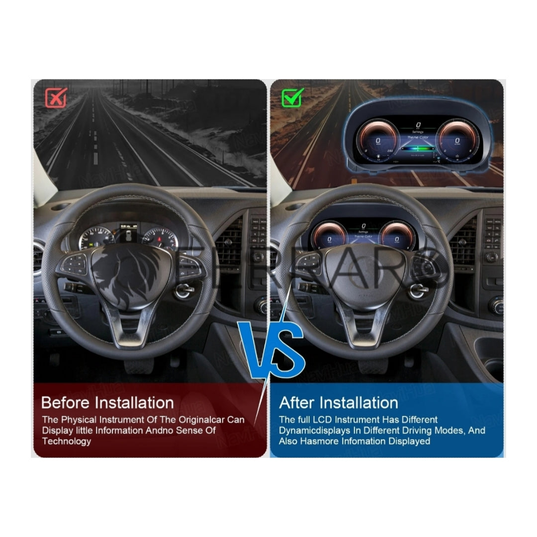 (PRENOTA) Virtual Cockpit 12.3" per Mercedes Vito (2014-2024), HD Ultra, CarPlay e Android Auto