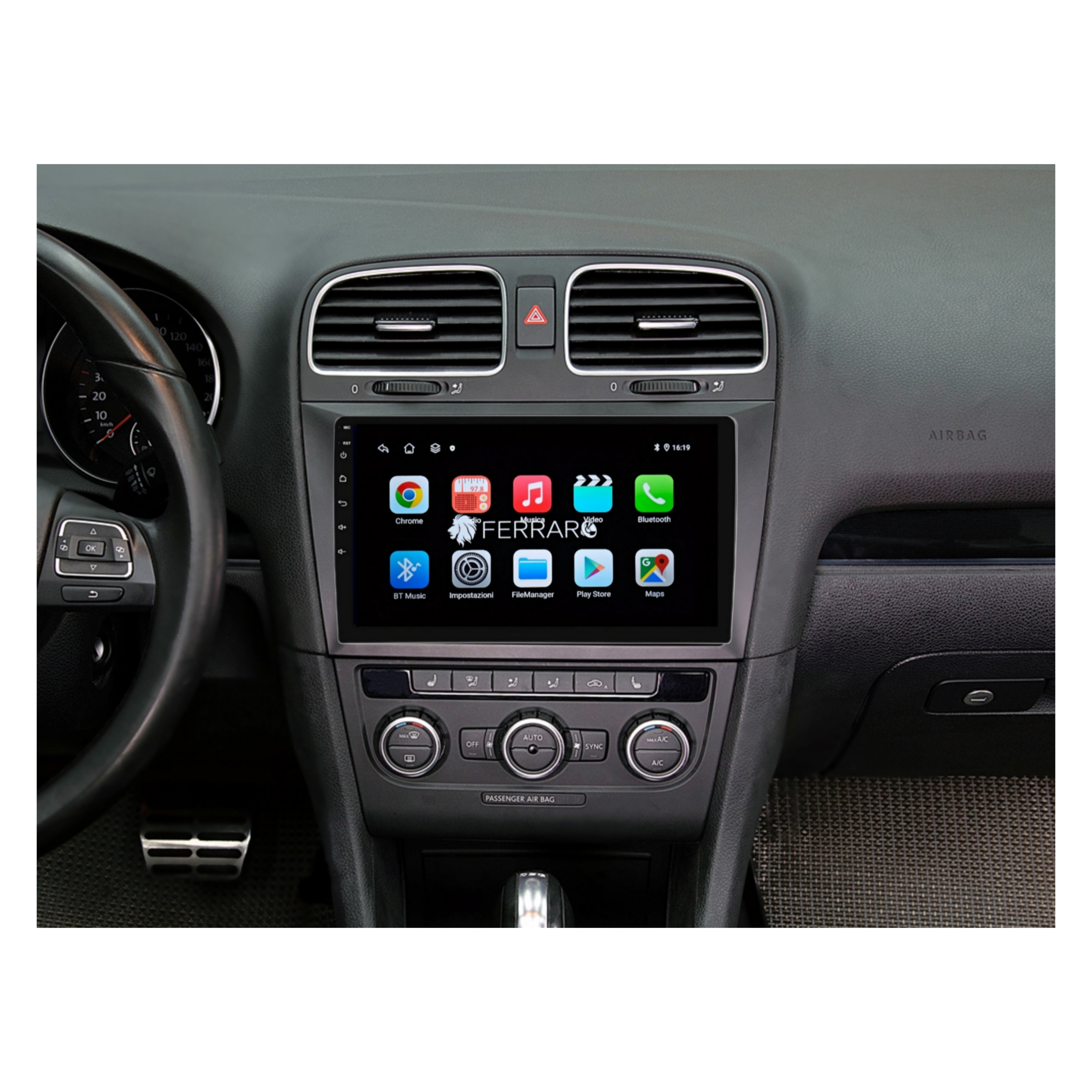 Autoradio per Volkswagen Golf MK6 9" (2008-2012) Android, Bluetooth, CarPlay, Android Auto, 2GB/4GB/6GB/8GB Ram