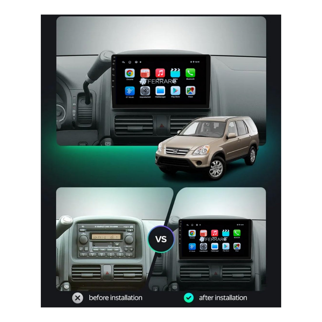 (PRENOTA) Autoradio per Honda CR-V 2 9" (2001-2006) Android, Bluetooth, CarPlay, Android Auto, 2GB/4GB/6GB/8GB Ram