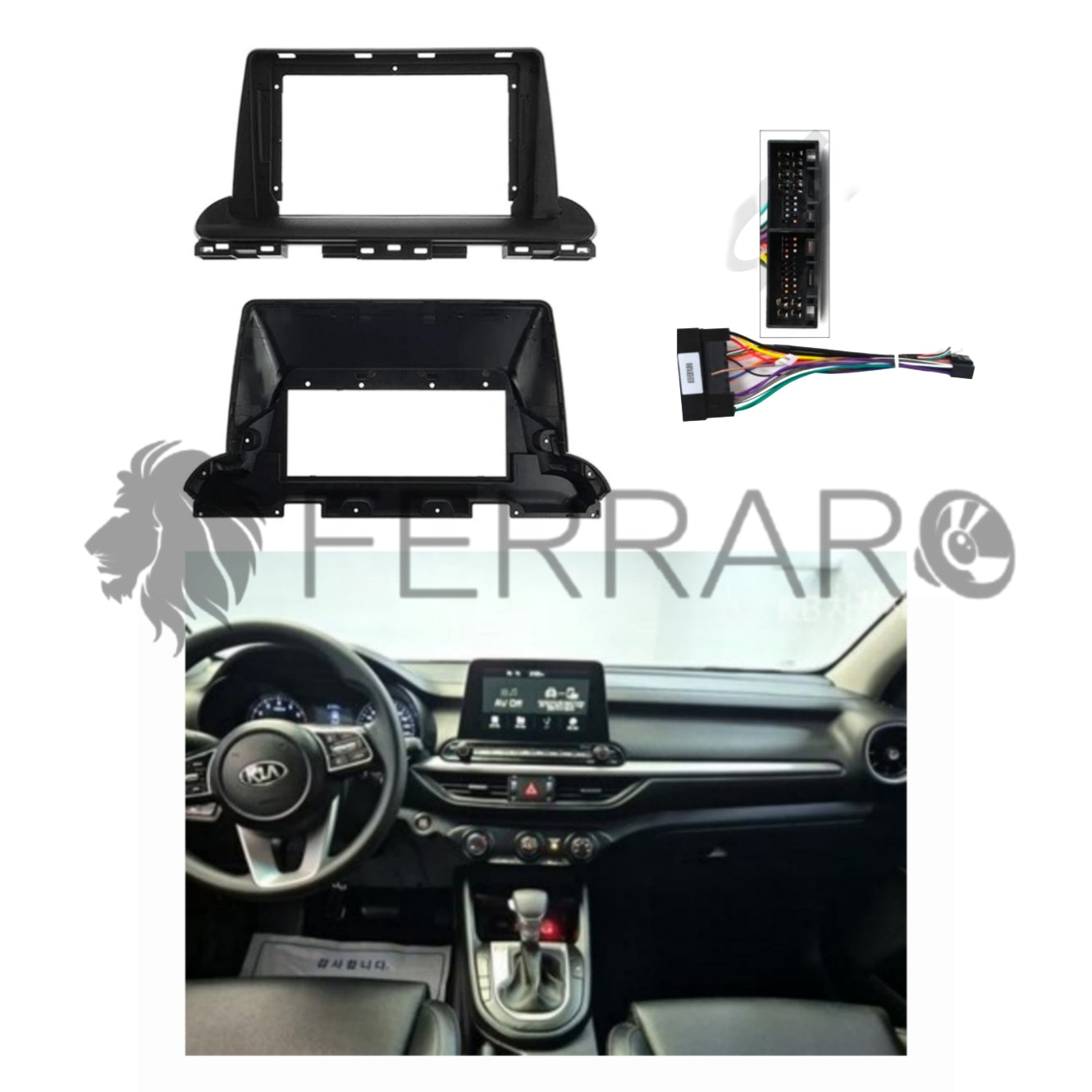 (PRENOTA) Kit Montaggio Autoradio 9"Pollici, Kia Cerato, Kia K3 (Dal 2018>) Mascherina, Cablaggio per Autoradio Android