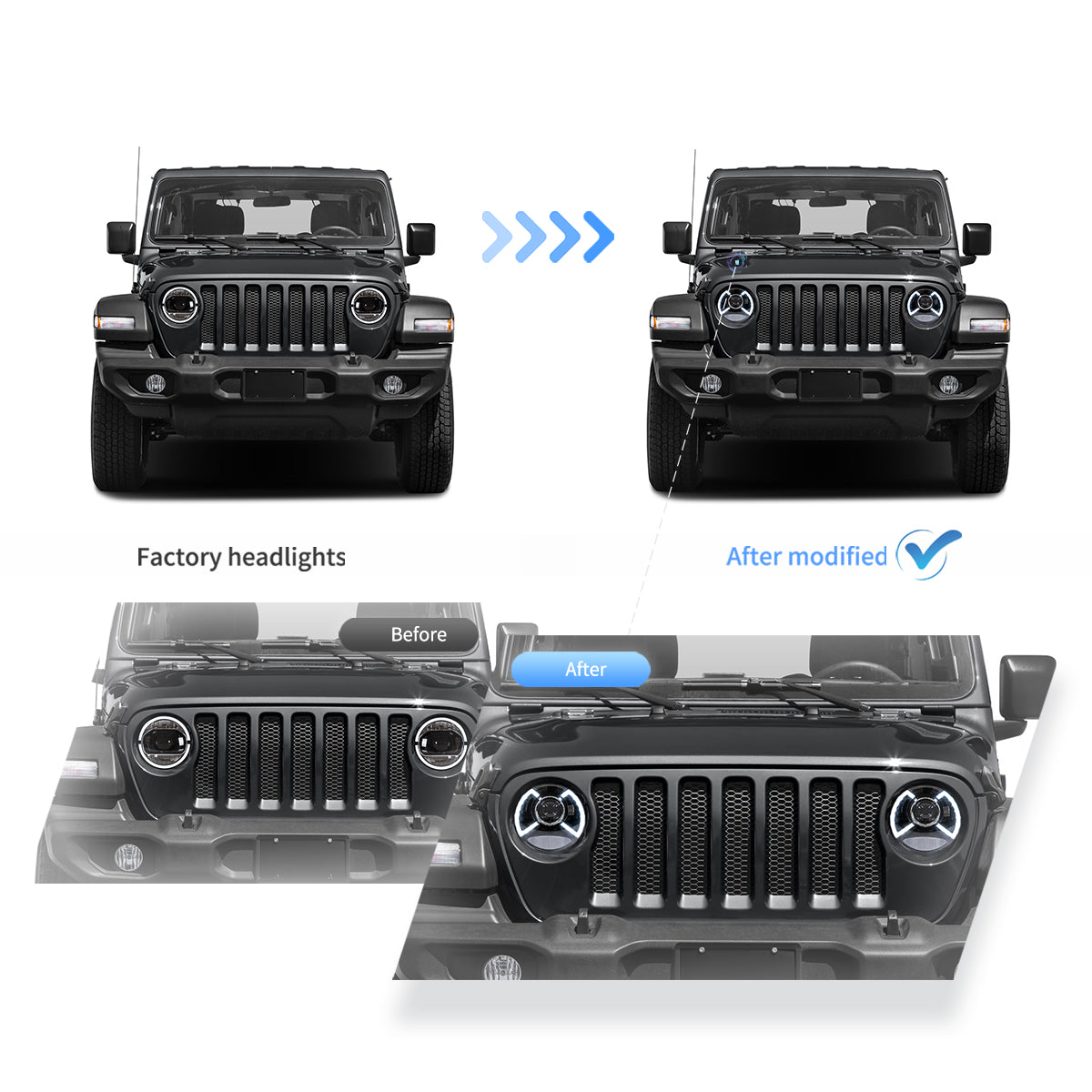 (PRENOTA) Fanali Anteriore Completo per Jeep Wrangler JL 4ª Serie (2017-2025) a LED