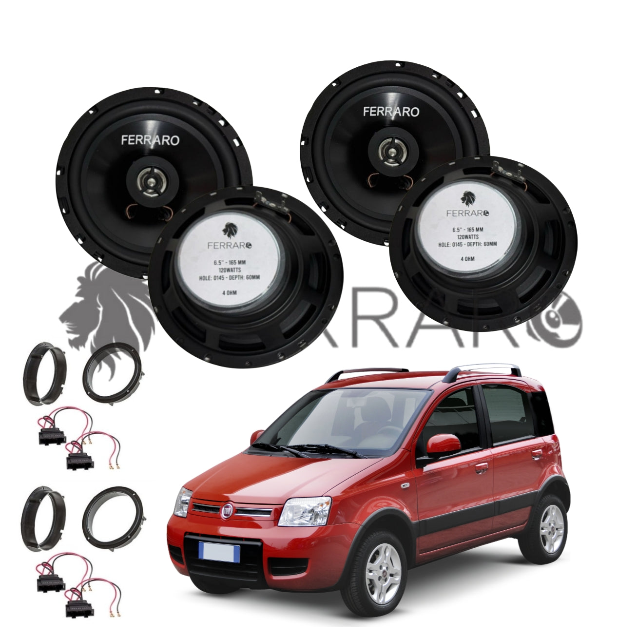 FerraroStore Kit 4 Altoparlanti, ASC-652PC, Ant/Post, Fiat Panda 2ª Serie 169 (2003-2013)