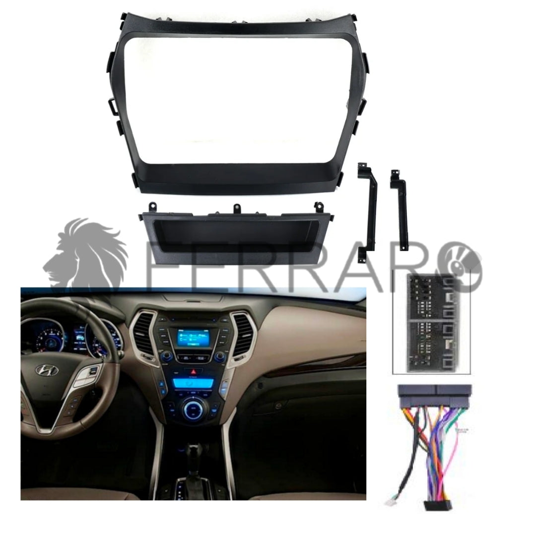 Kit Montaggio Autoradio 9"Pollici Hyundai IX45, Santa Fe (2012-2018) Mascherina, Cablaggio per Autoradio Android