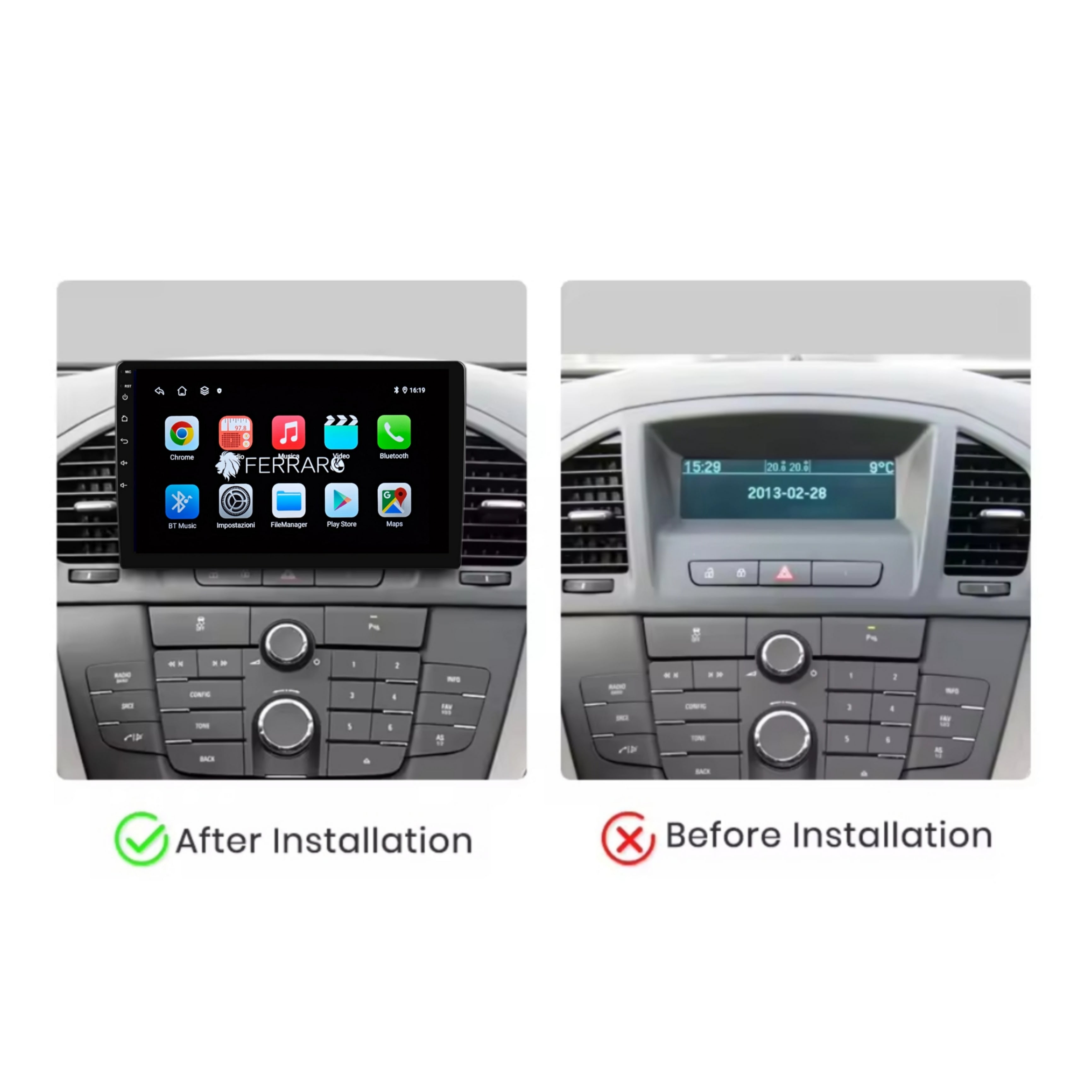 (PRENOTA) Kit Montaggio Autoradio 9"Pollici per Opel Insignia, Buick Regal (2009-2013), Mascherina, Cablaggio Autoradio Android