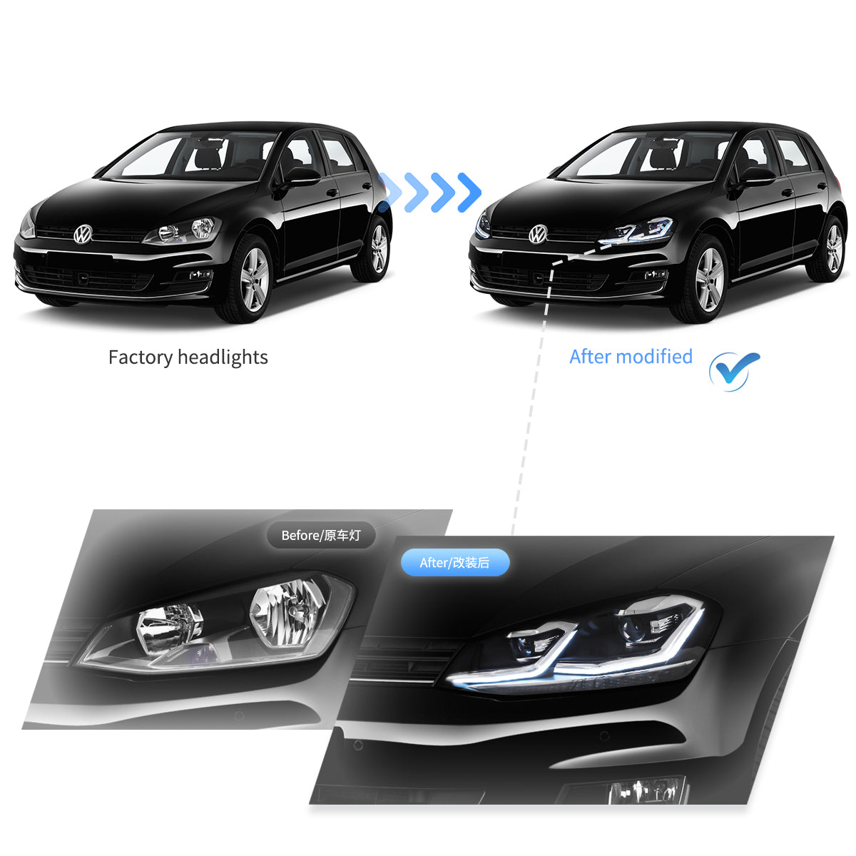 (PRENOTA) Fanali Anteriore Completo per Volkswagen Golf VII, MK7 (2012-2021) a LED