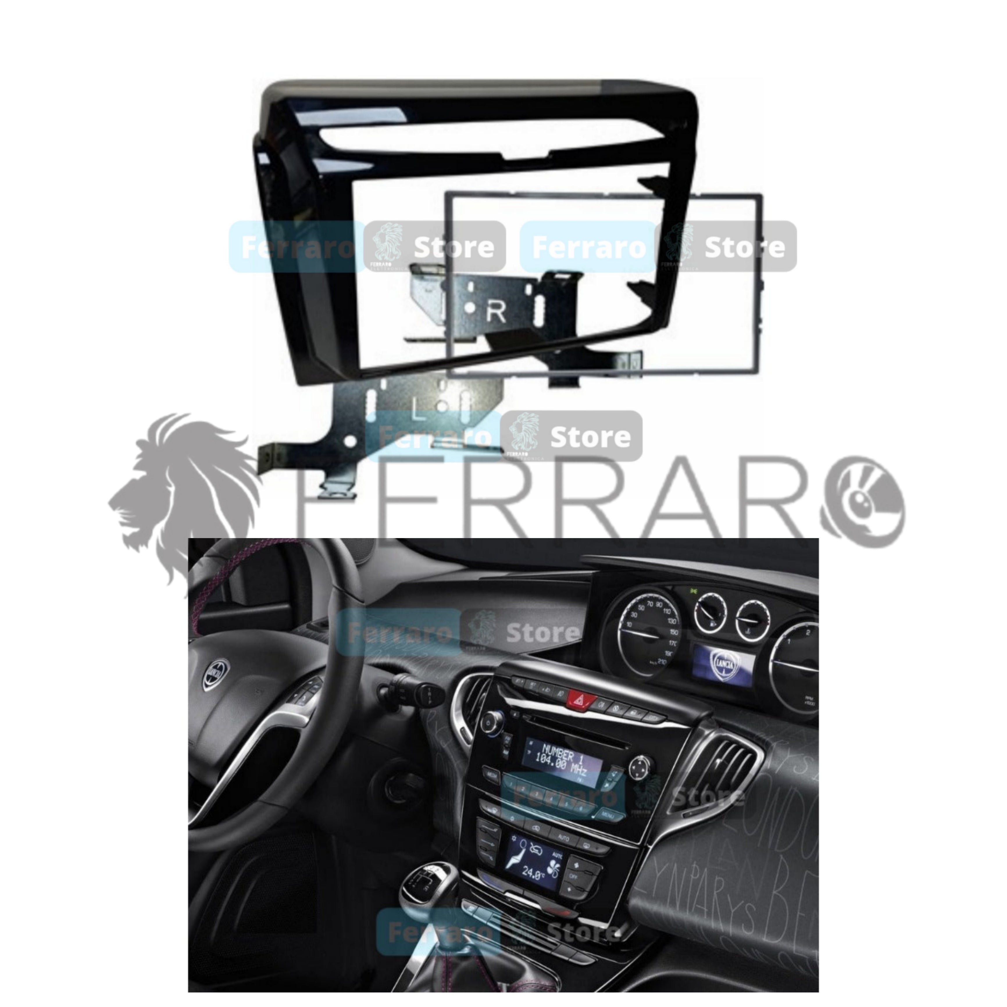 Radio cover, 2Din, Lancia Y, from 2012 onwards