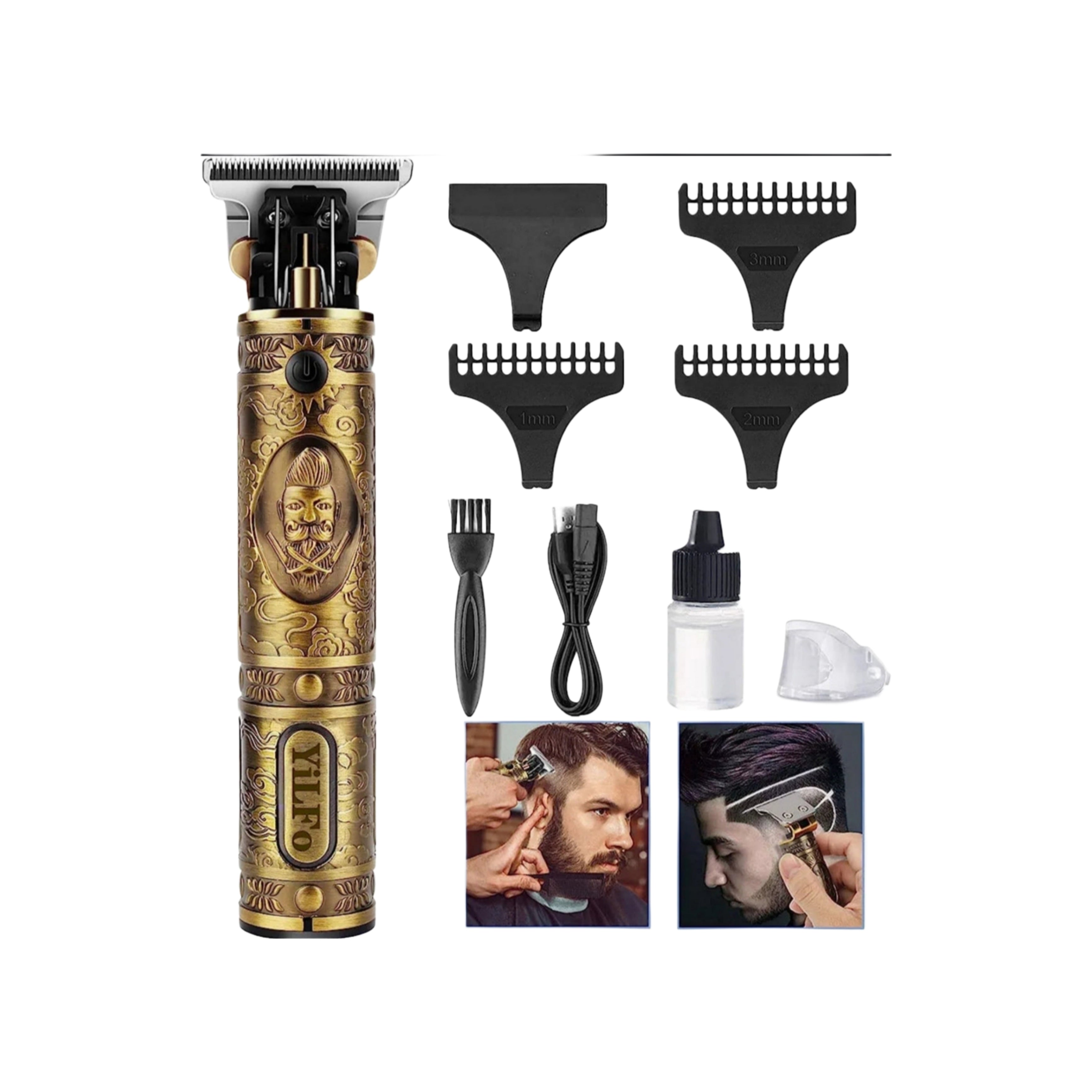 Rasoio a Batteria - Tagliacapelli Uomo Professionale, Barba, Regola Barba e Capelli, Ricarica USB per Uso Domestico