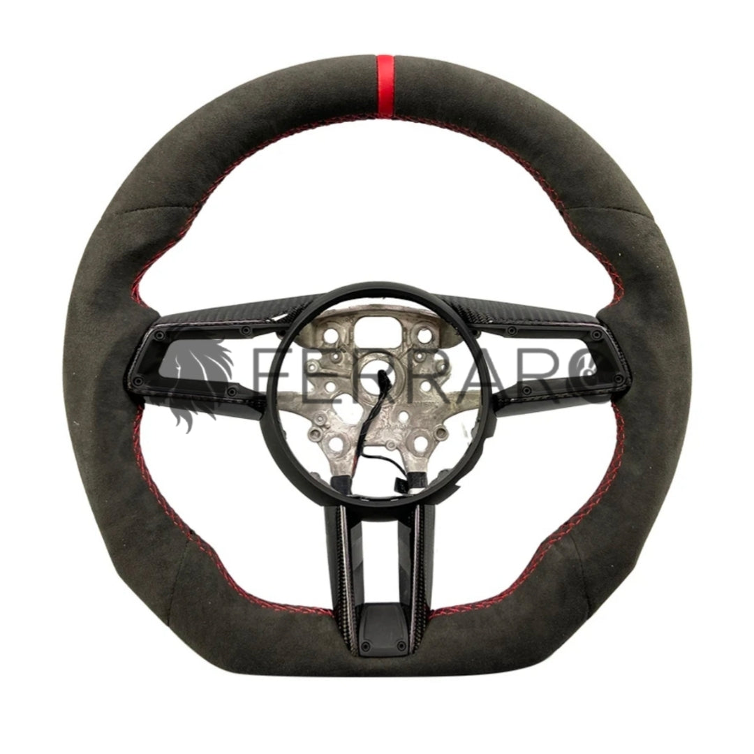 (PRENOTA) Volante Sportivo per Porsche Macan, Cayenne, Panamera , Carbonio, Customizzato in Pelle