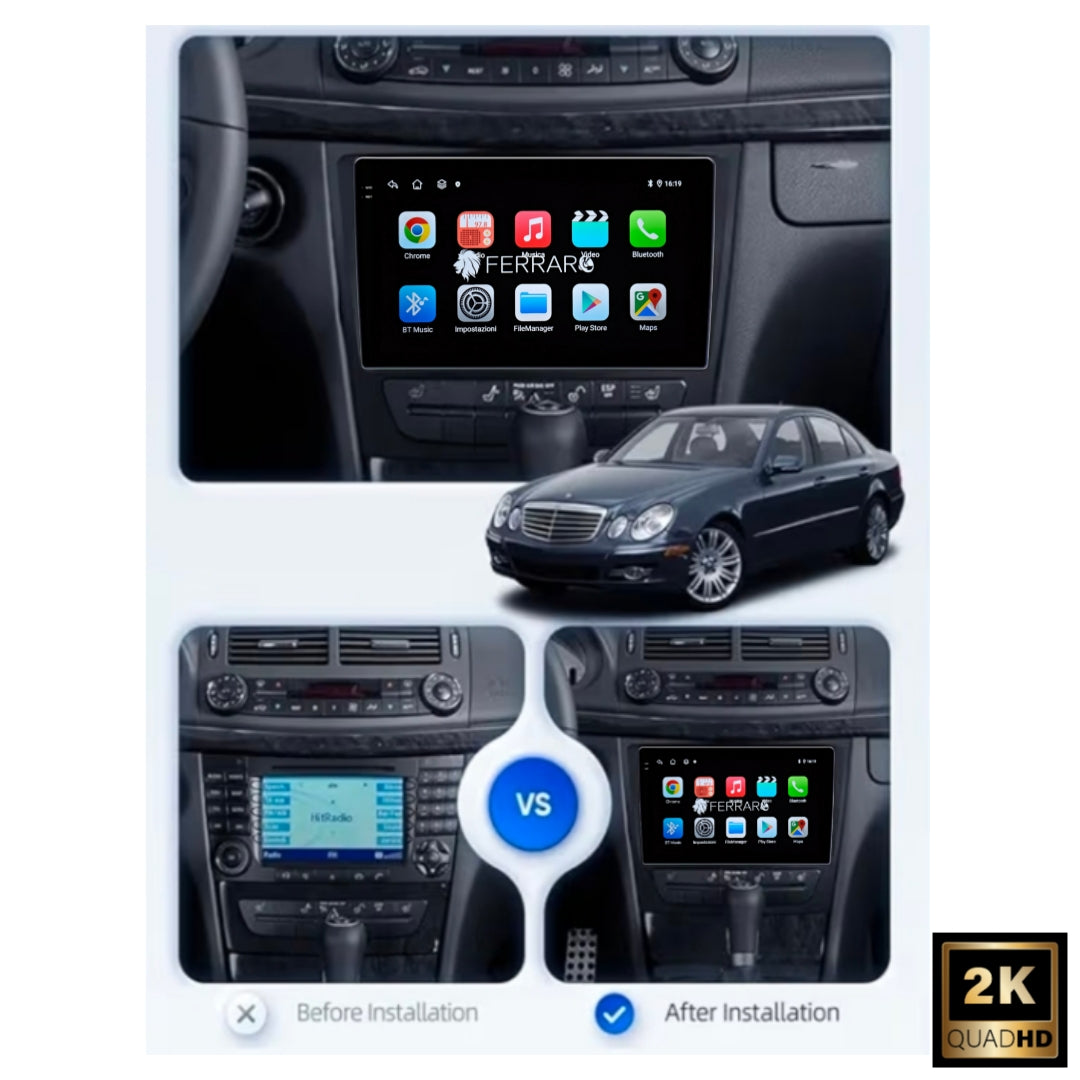 (PRENOTA) Autoradio per Mercedes Classe E W211 9" 2K (2002-2009) Android, Bluetooth, CarPlay, Android Auto, 12/256GB Ram