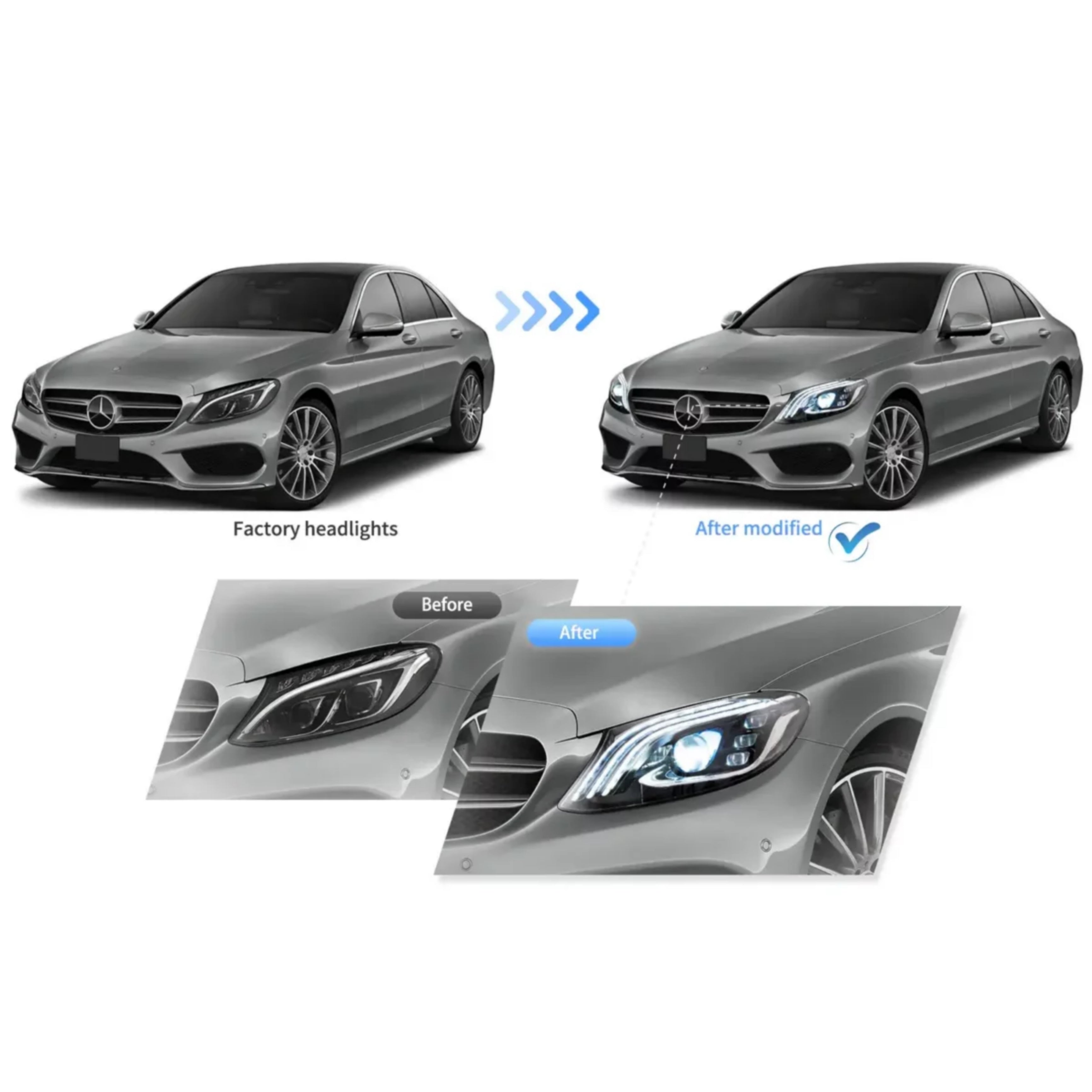 (PRENOTA) Fanali Anteriore Completo per Mercedes Classe C W205 (2015-2021) a LED