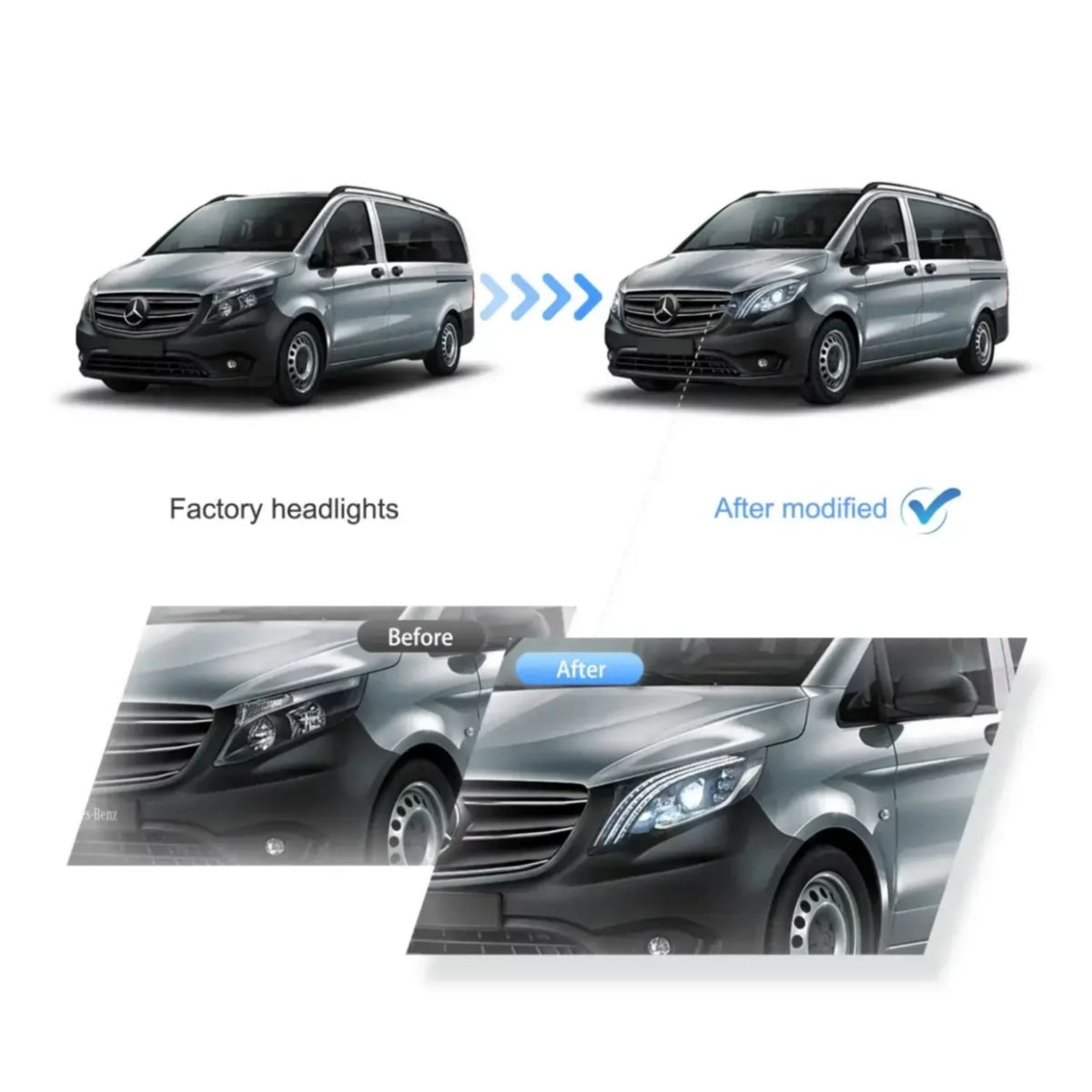 (PRENOTA) Fanali Anteriore Completo per Mercedes Vito W447 (2016-2023) a LED